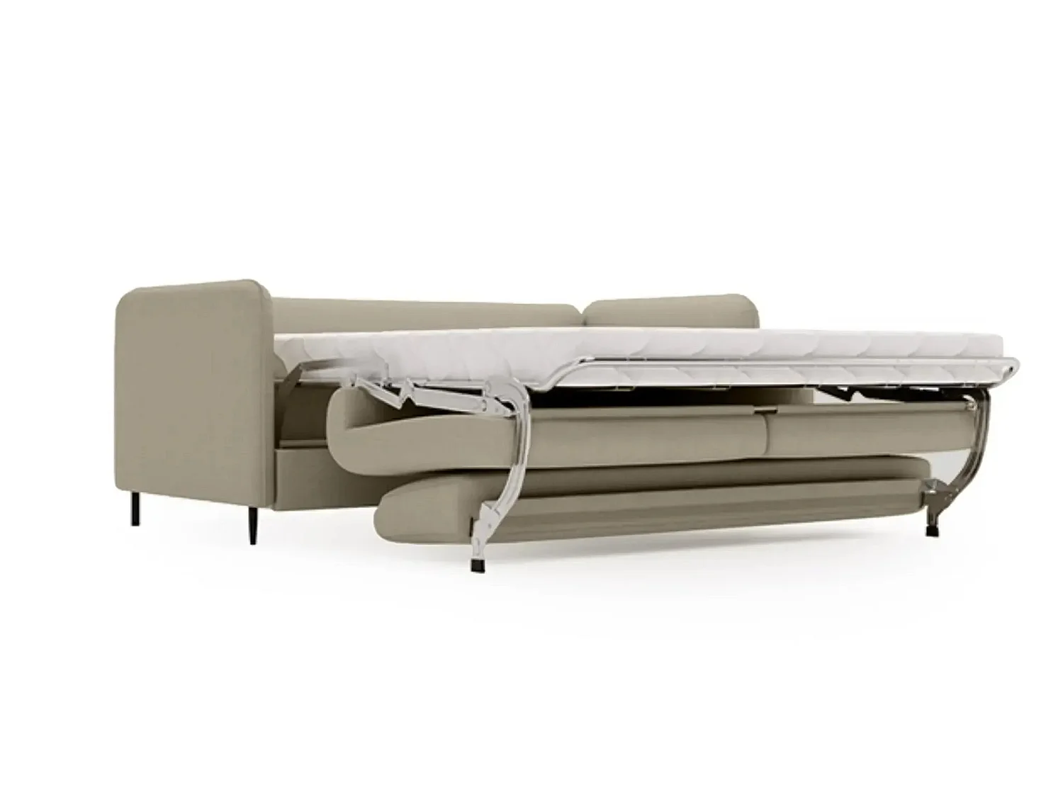 VICKY II - Canapé droit convertible tissu lisse 2 places Café