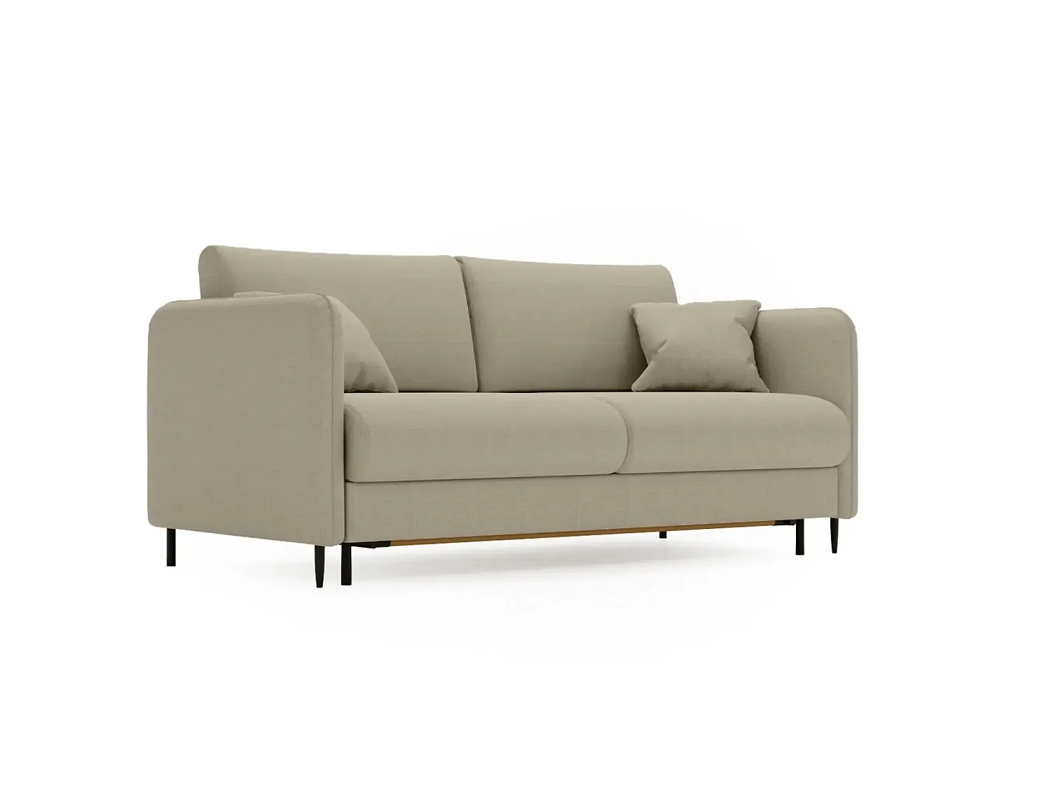 VICKY II - Canapé droit convertible tissu lisse 2 places Café