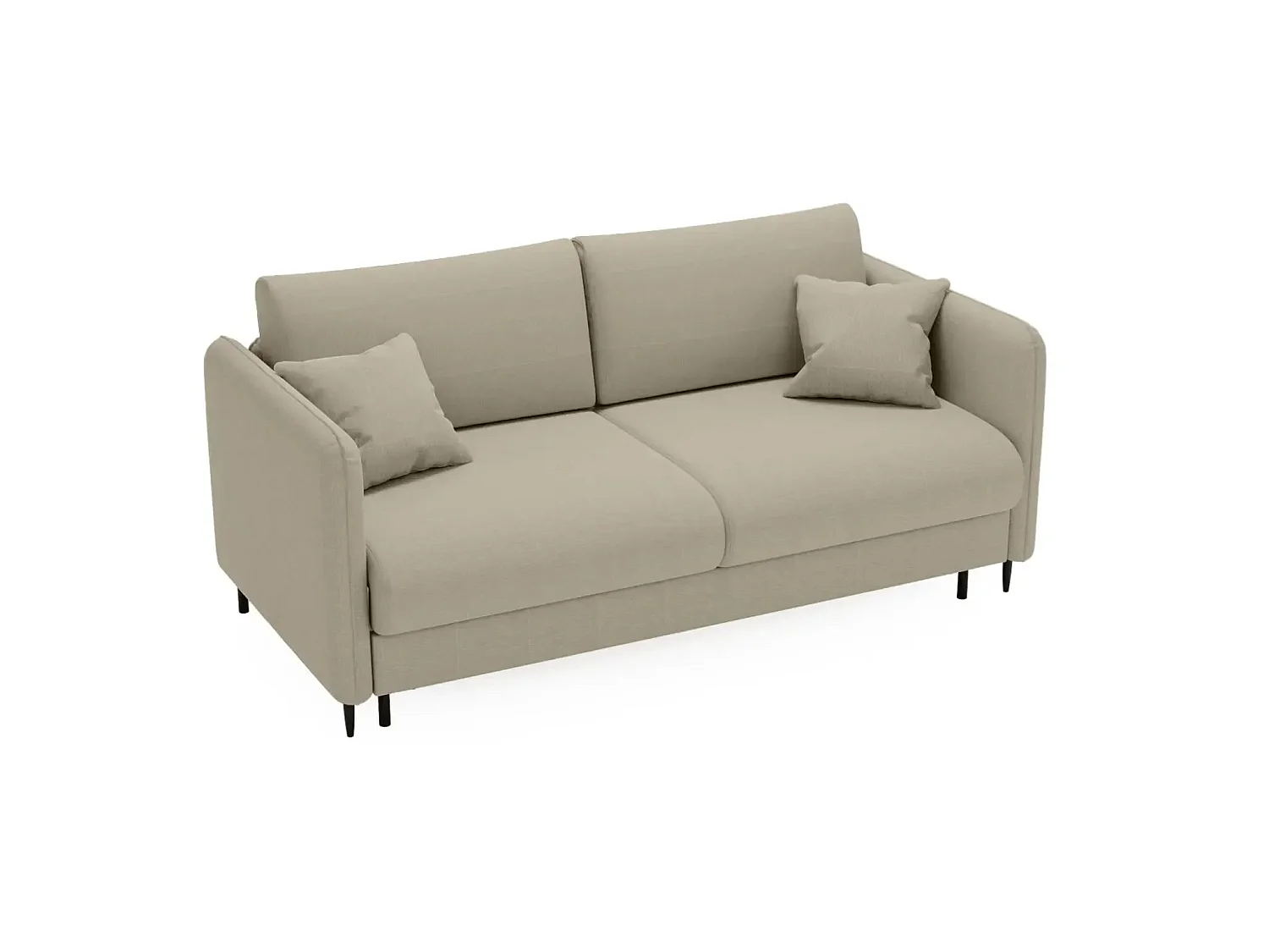 VICKY II - Canapé droit convertible tissu lisse 2 places Café
