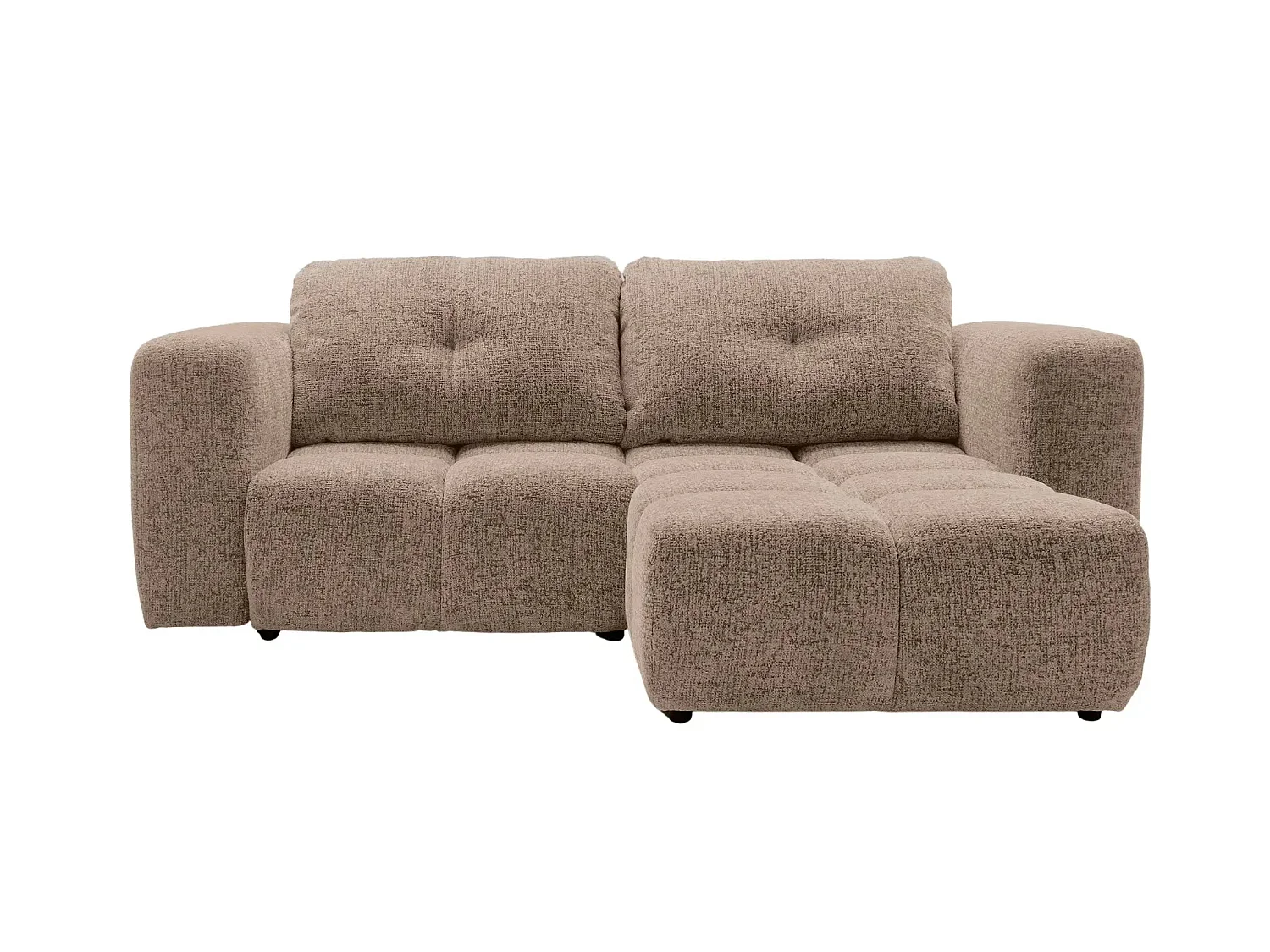 ROMY MINI - Canapé d'angle convertible tissu chenille 2 places Café