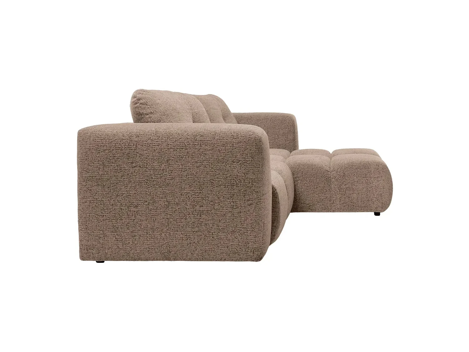 ROMY MINI - Canapé d'angle convertible tissu chenille 2 places Café