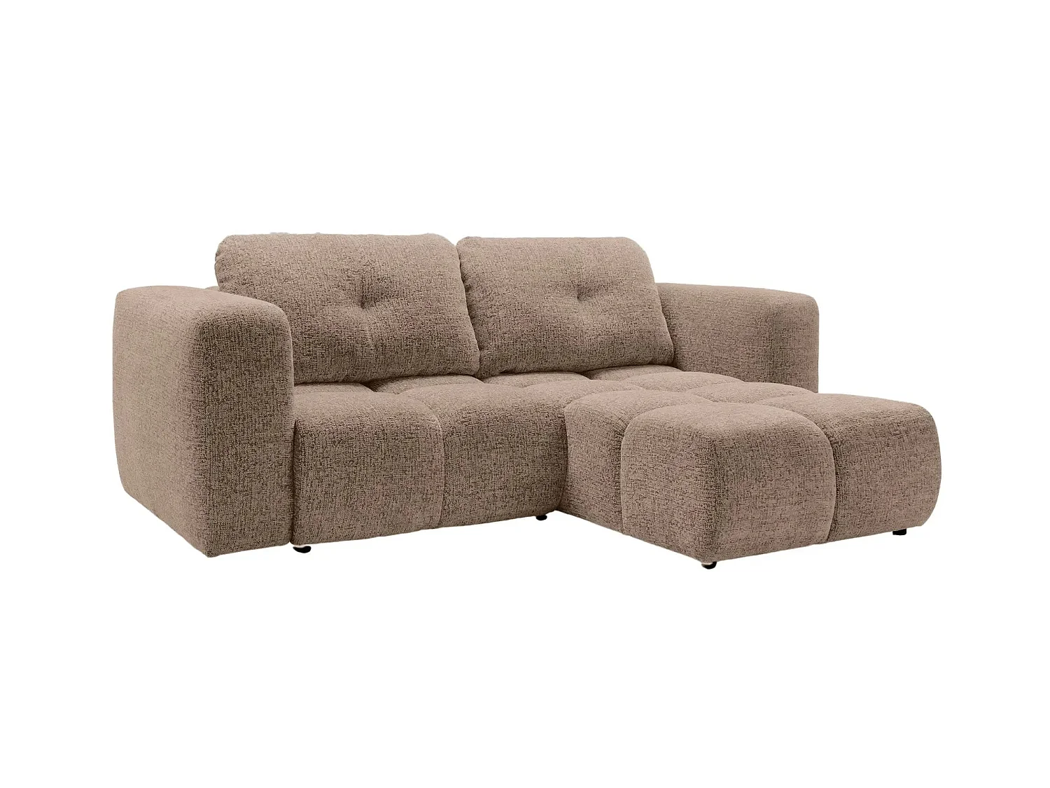 ROMY MINI - Canapé d'angle convertible tissu chenille 2 places Café