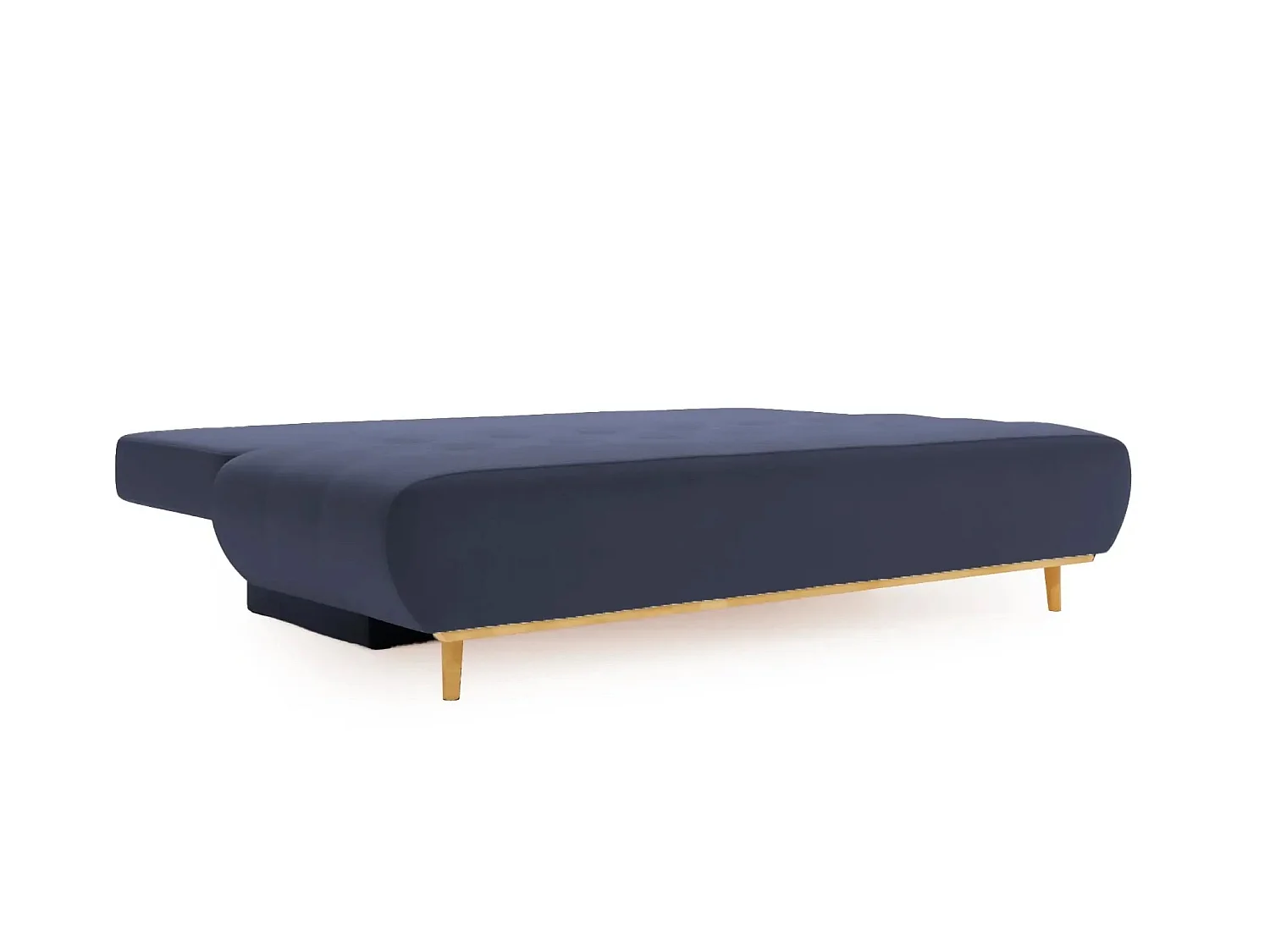 AMARO - Canapé droit convertible tissu velours 2 places Bleu