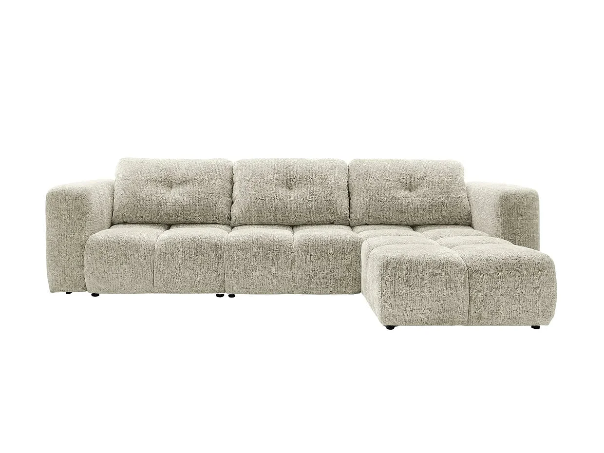ROMY - Canapé d'angle convertible tissu chenille 4 places Beige