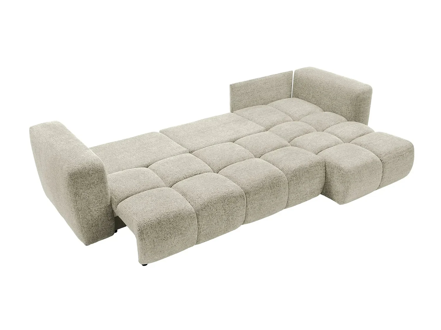 ROMY - Canapé d'angle convertible tissu chenille 4 places Beige