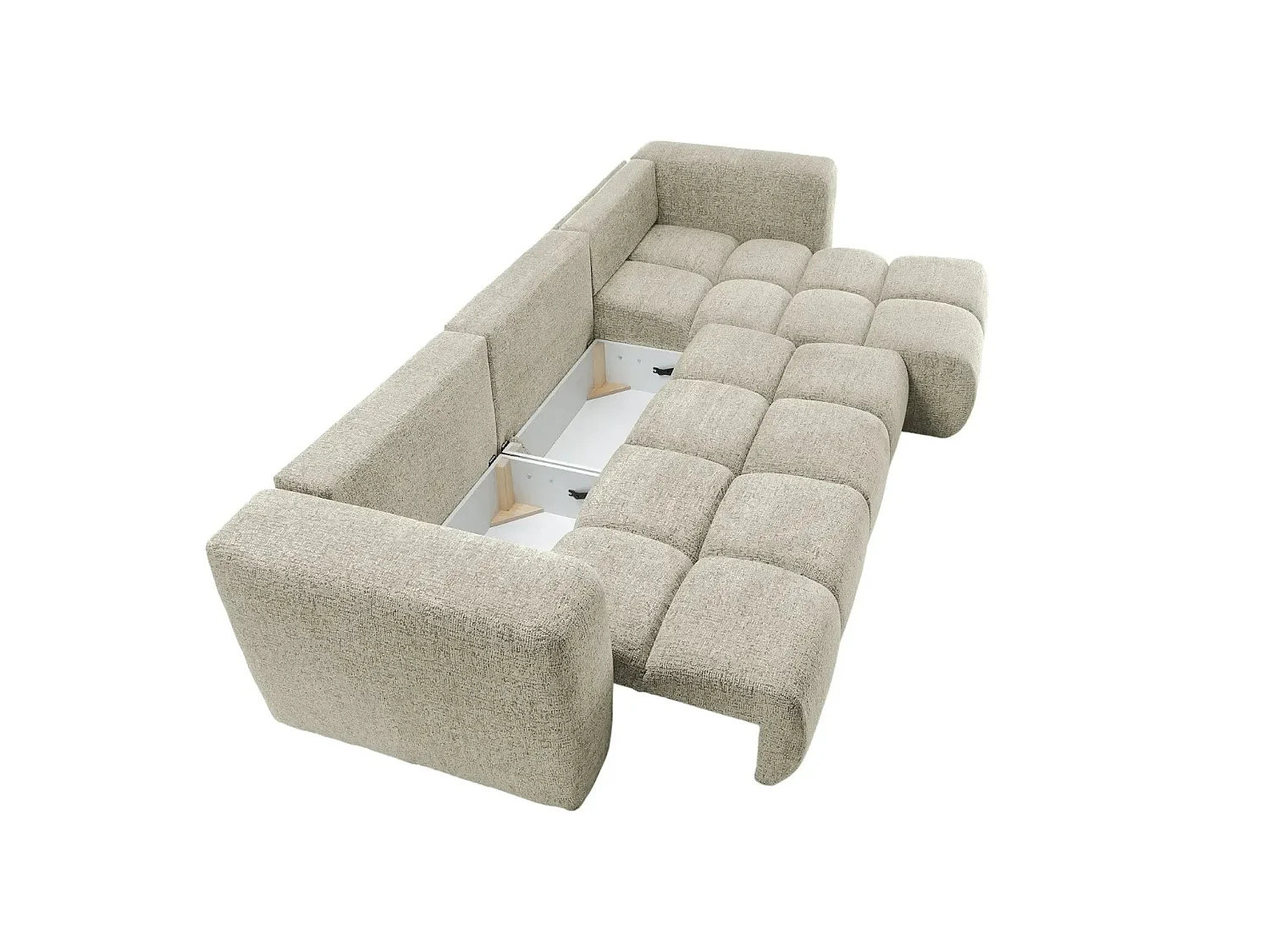 ROMY - Canapé d'angle convertible tissu chenille 4 places Beige