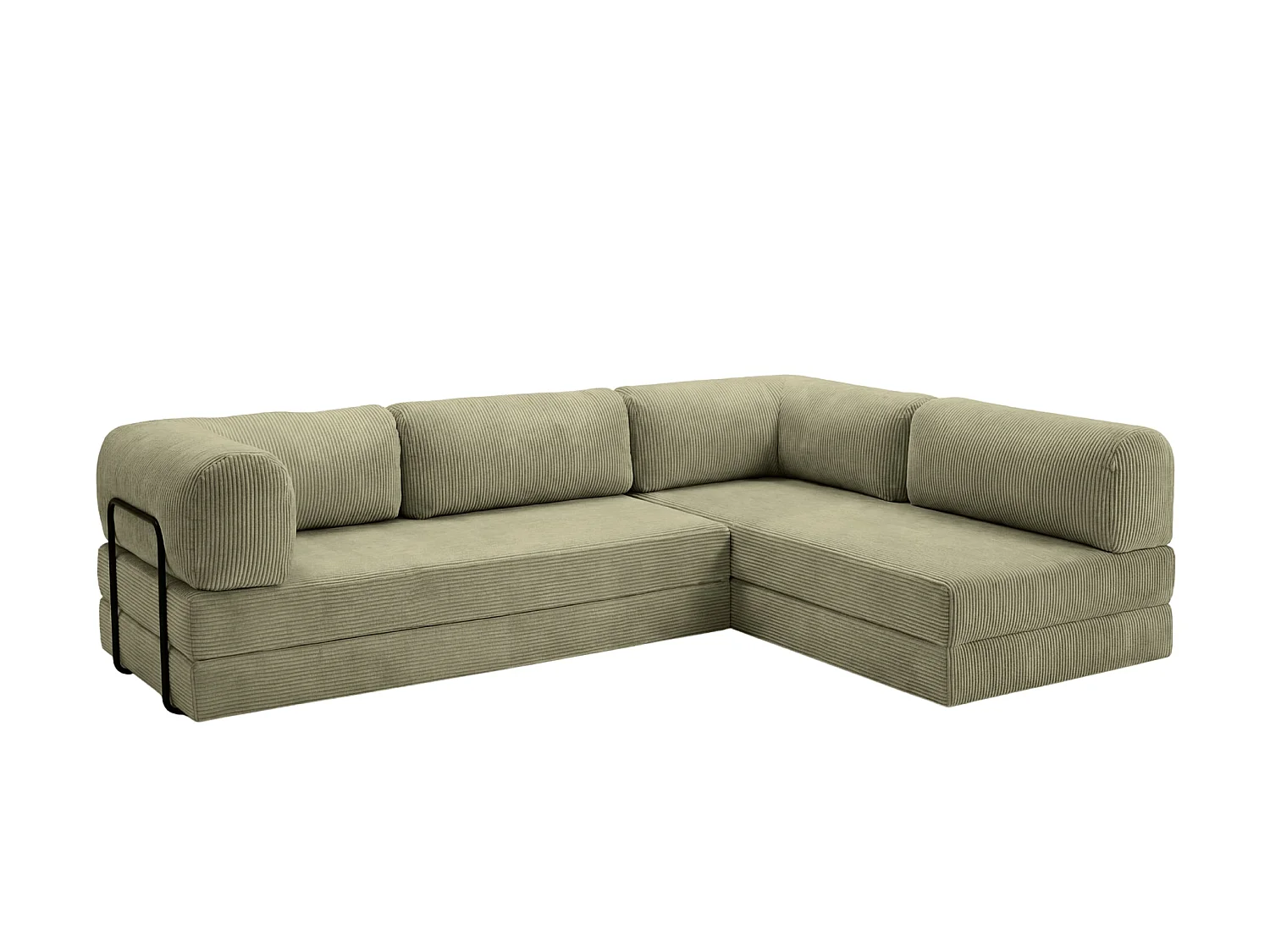 COSIMA - Canapé d'angle convertible velours côtelé 4 places - Moutarde