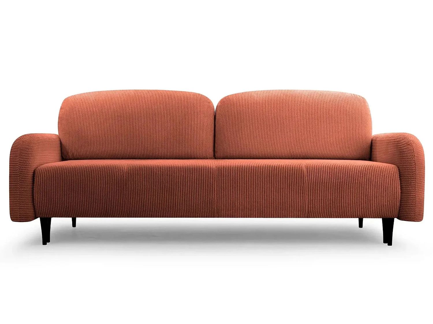 ROXANE - Canapé droit convertible tissu bouclette 2 places Terracotta