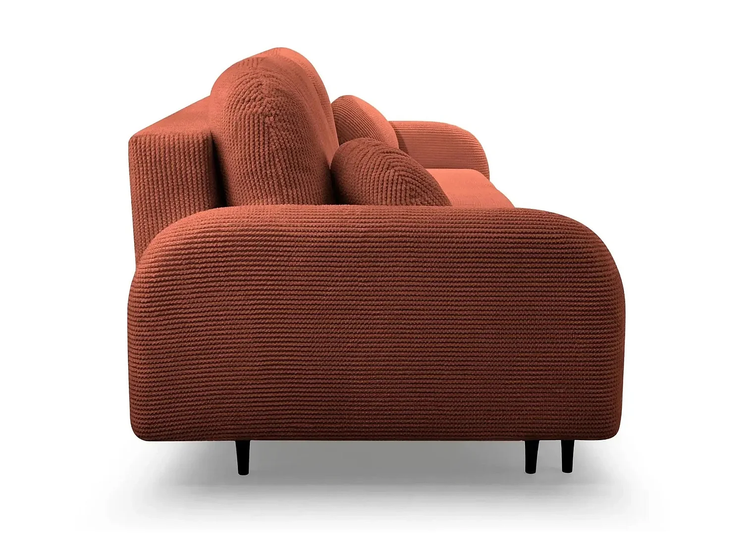 ROXANE - Canapé droit convertible tissu bouclette 2 places Terracotta