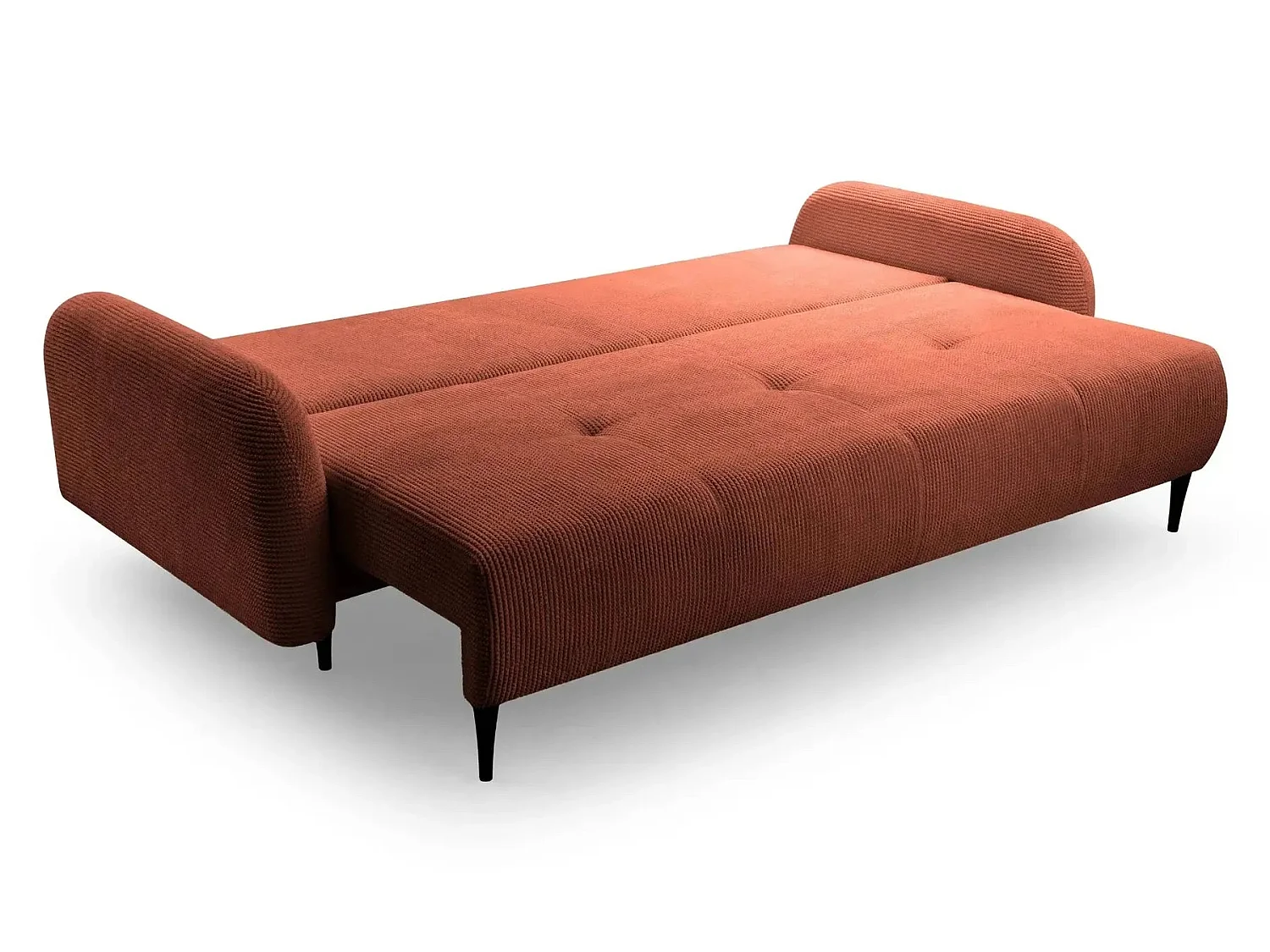 ROXANE - Canapé droit convertible tissu bouclette 2 places Terracotta