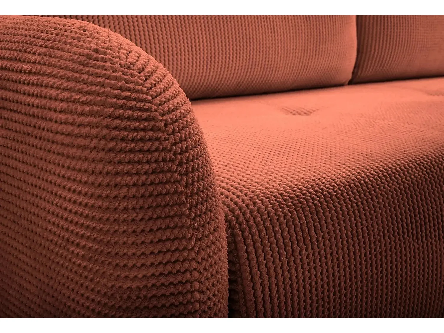 ROXANE - Canapé droit convertible tissu bouclette 2 places Terracotta