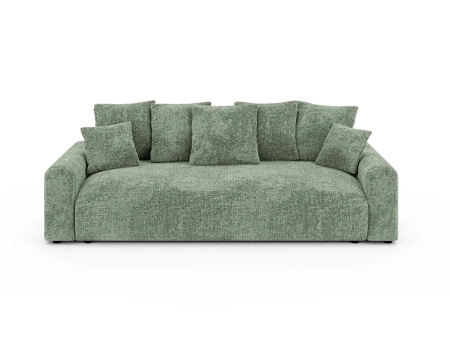OLI - Canapé droit convertible tissu chenille 3 places Vert