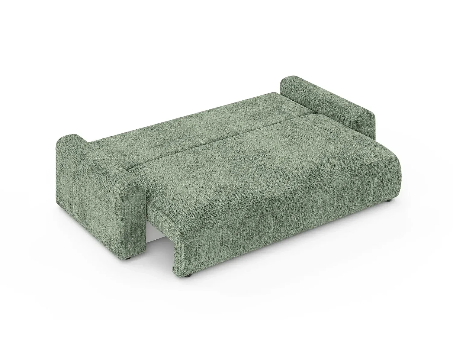 OLI - Canapé droit convertible tissu chenille 3 places Vert
