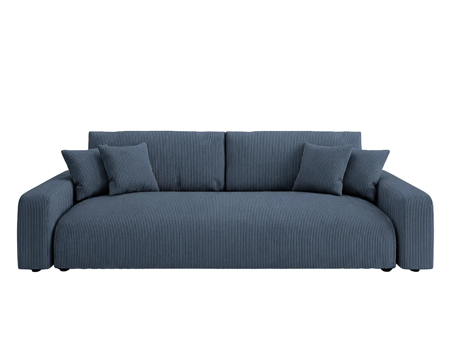 ENA - Canapé droit convertible velours côtelé 3 places Bleu