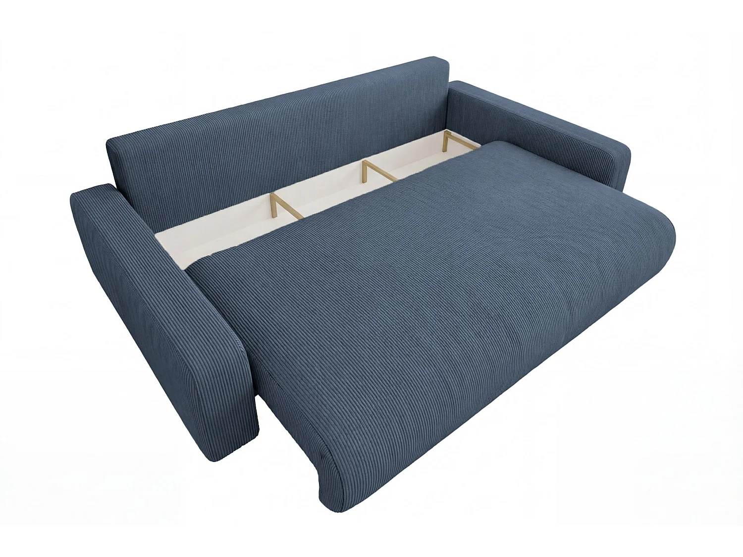 ENA - Canapé droit convertible velours côtelé 3 places Bleu