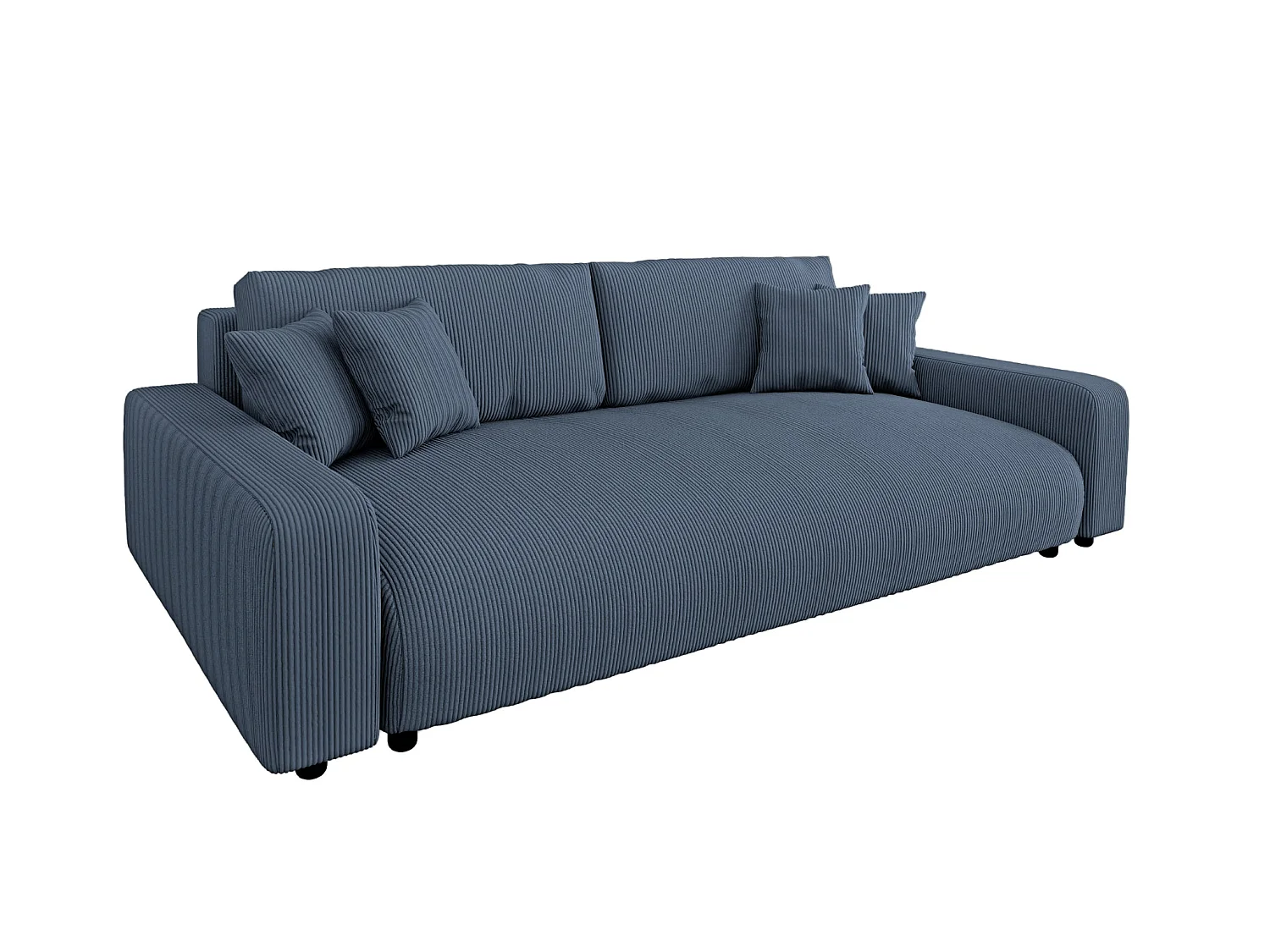 ENA - Canapé droit convertible velours côtelé 3 places Bleu