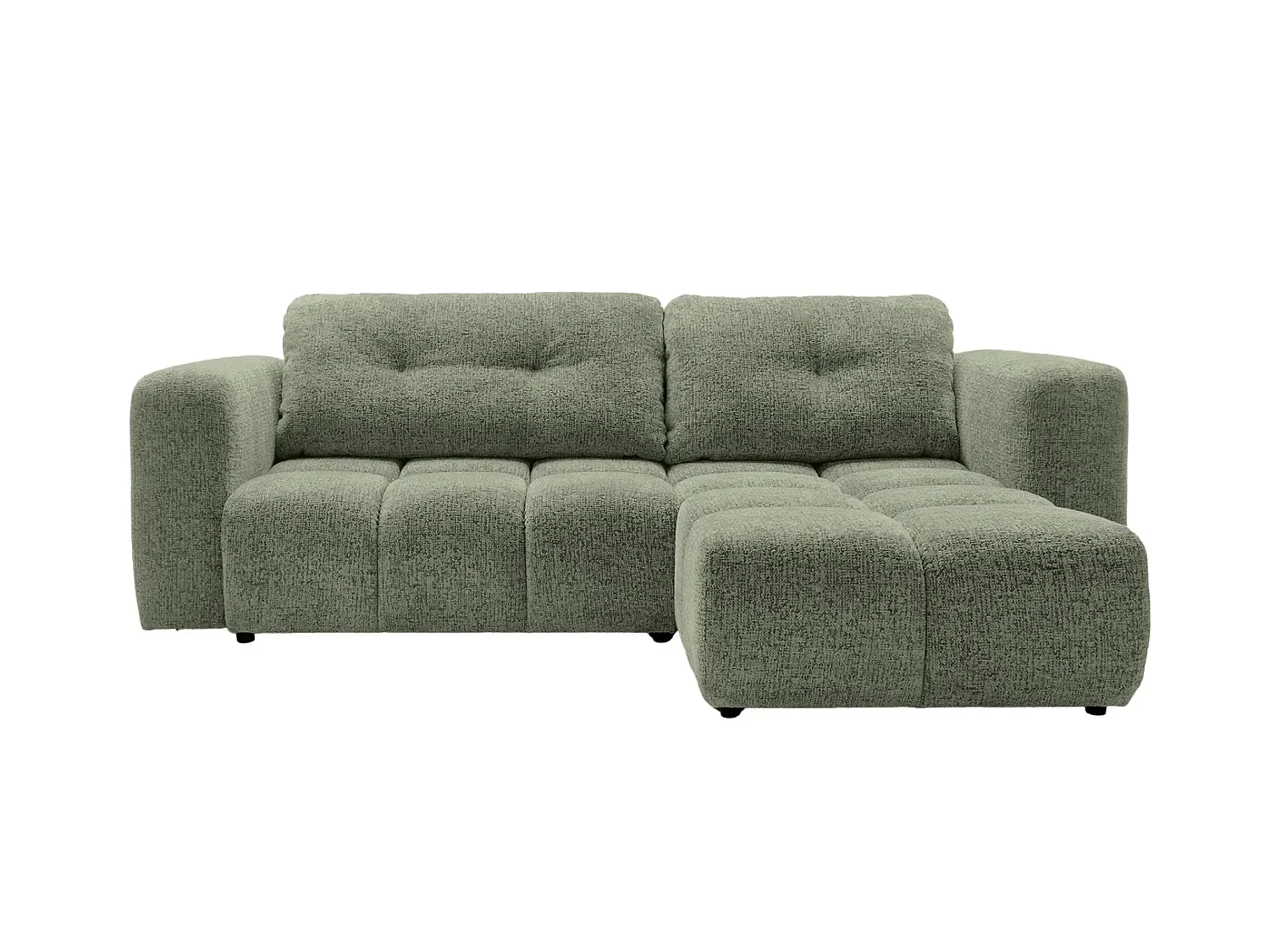 ROMY - Canapé d'angle convertible tissu chenille 3 places Vert