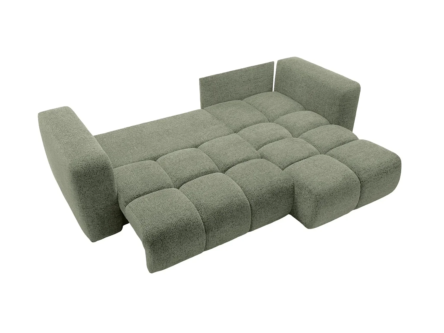 ROMY - Canapé d'angle convertible tissu chenille 3 places Vert