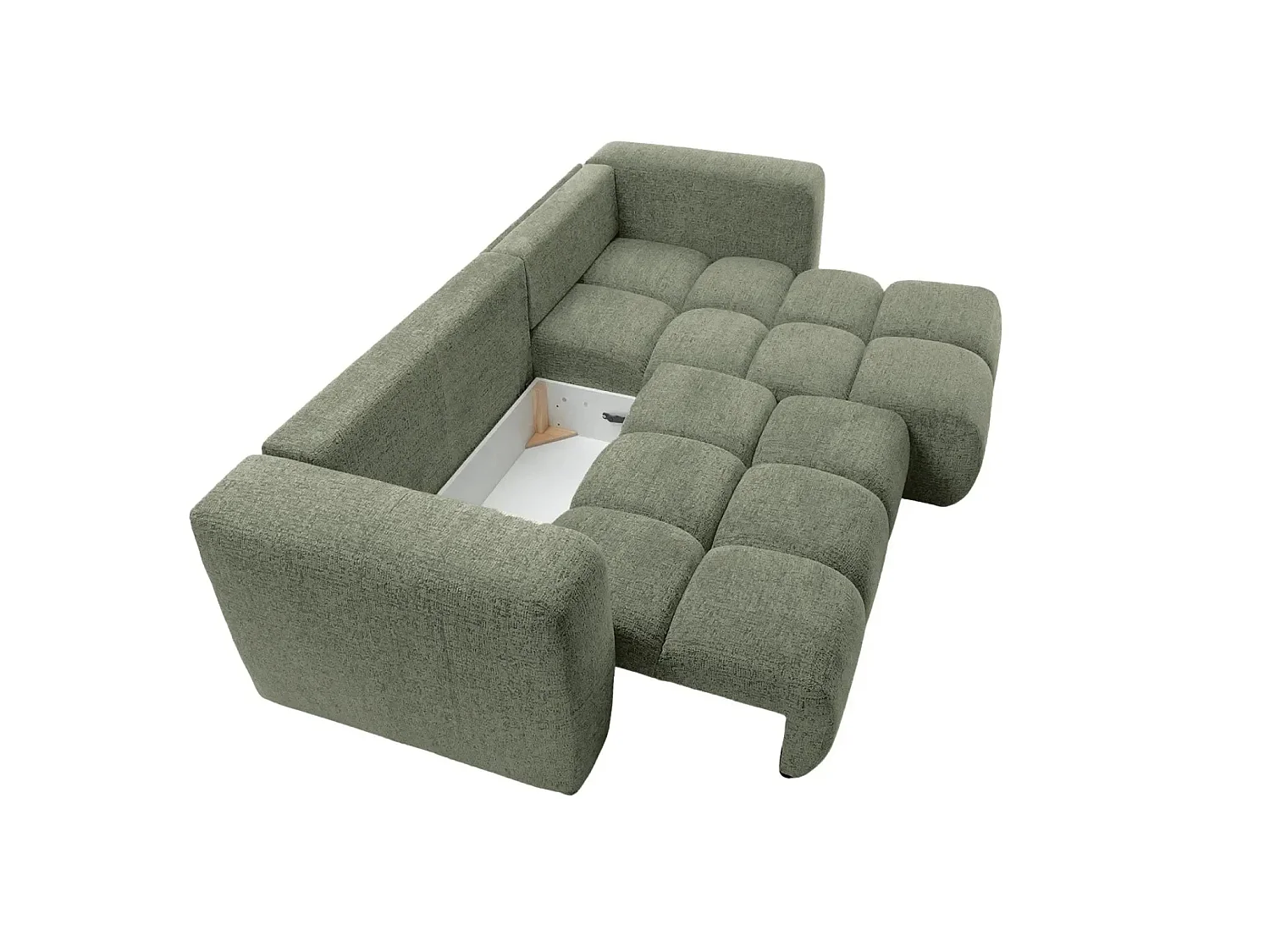 ROMY - Canapé d'angle convertible tissu chenille 3 places Vert