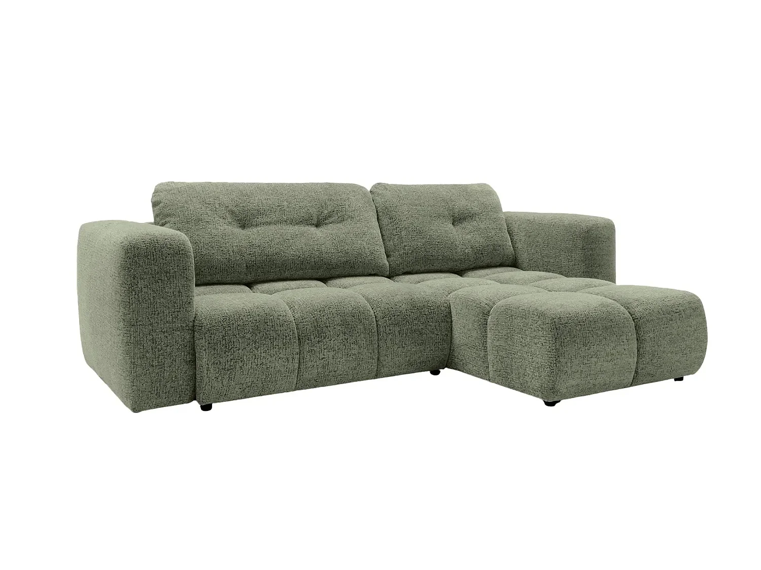 ROMY - Canapé d'angle convertible tissu chenille 3 places Vert