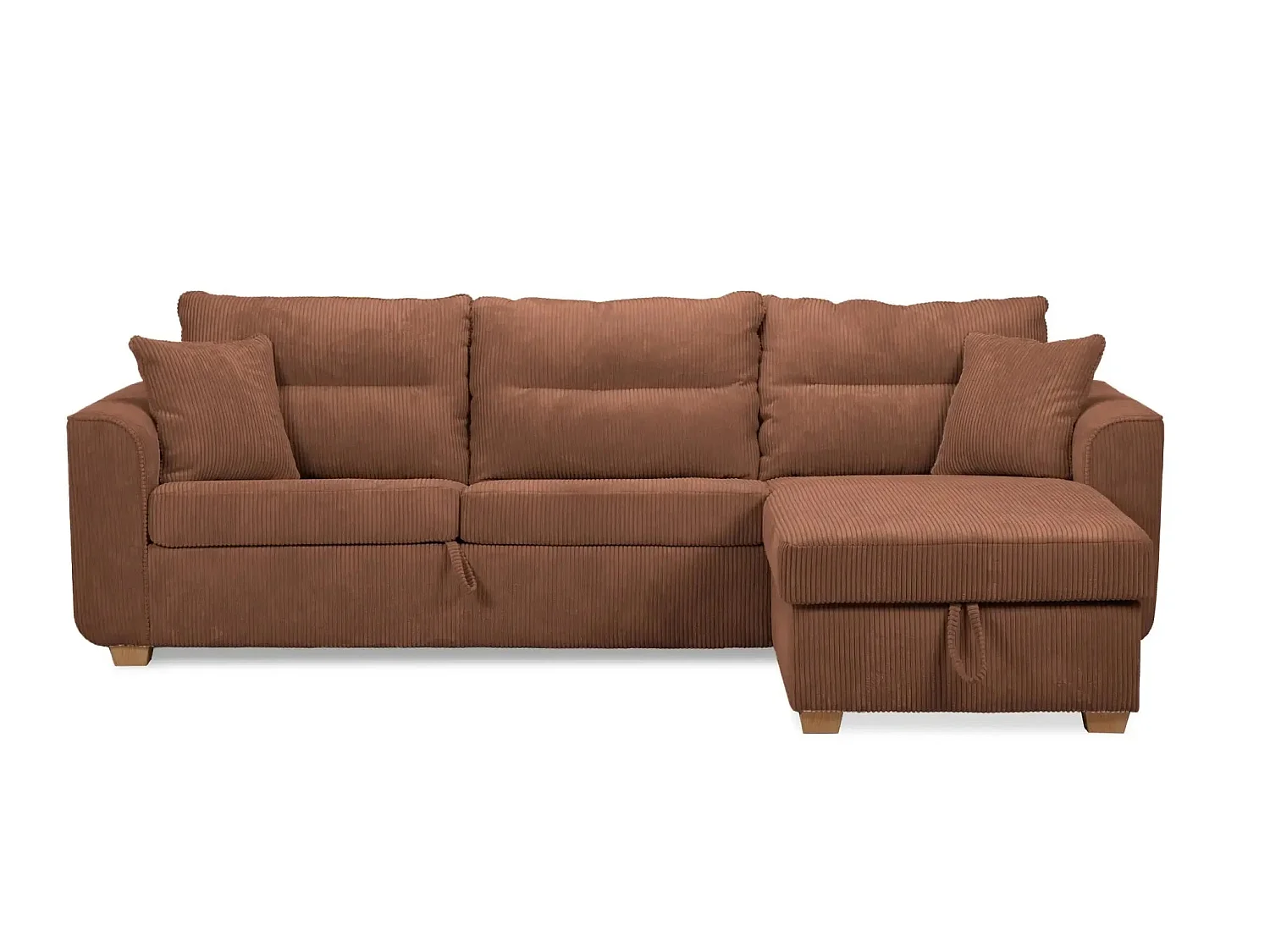 LOULOU - 3-zits ribfluwelen slaapbank - Terracotta