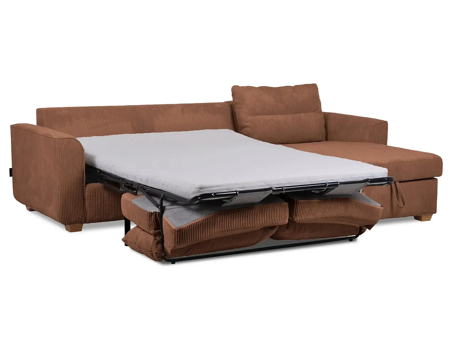 LOULOU - 3-zits ribfluwelen slaapbank - Terracotta