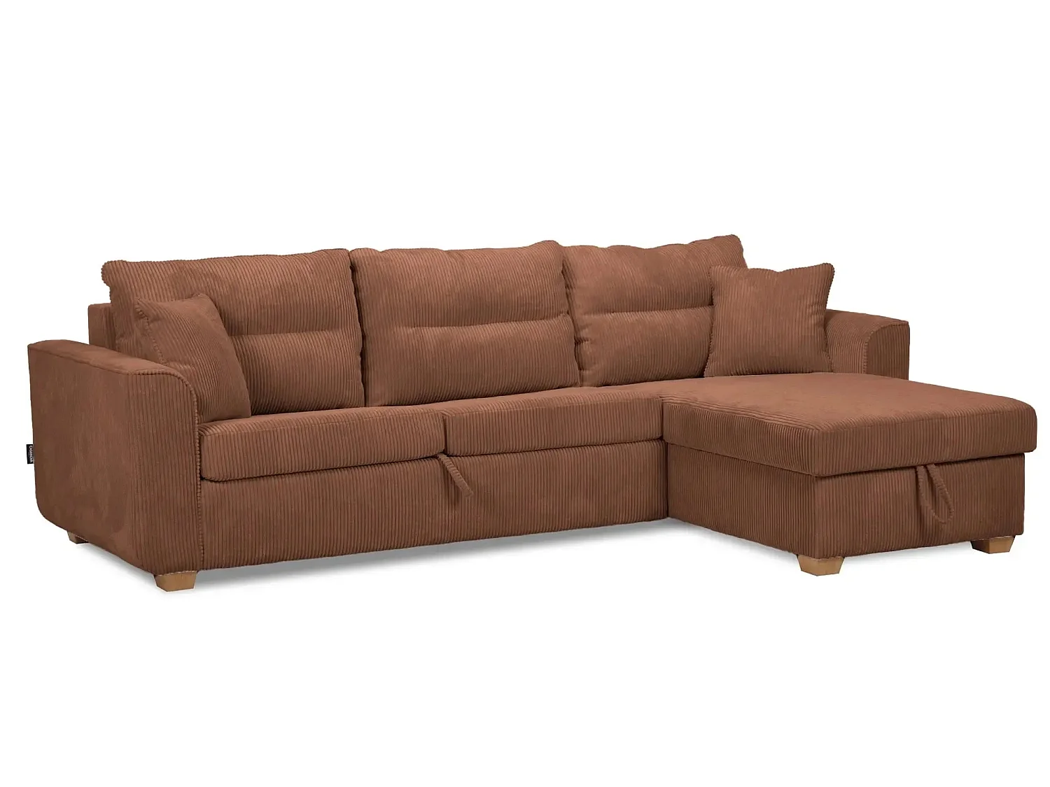 LOULOU - 3-zits ribfluwelen slaapbank - Terracotta