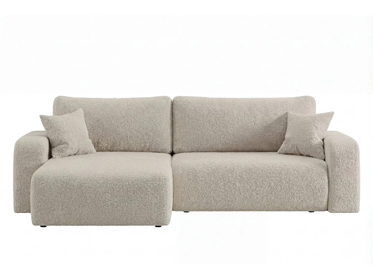 JELLA XL - Canapé d'angle convertible tissu bouclette Beige