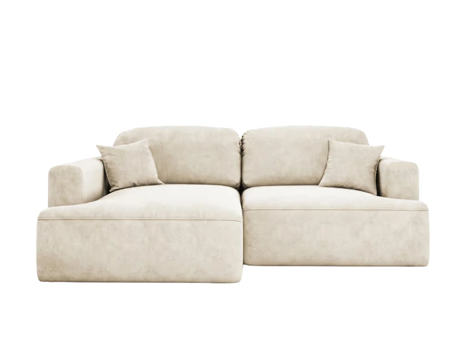 CHIARA - Canapé d'angle convertible tissu velours 4 places - Beige