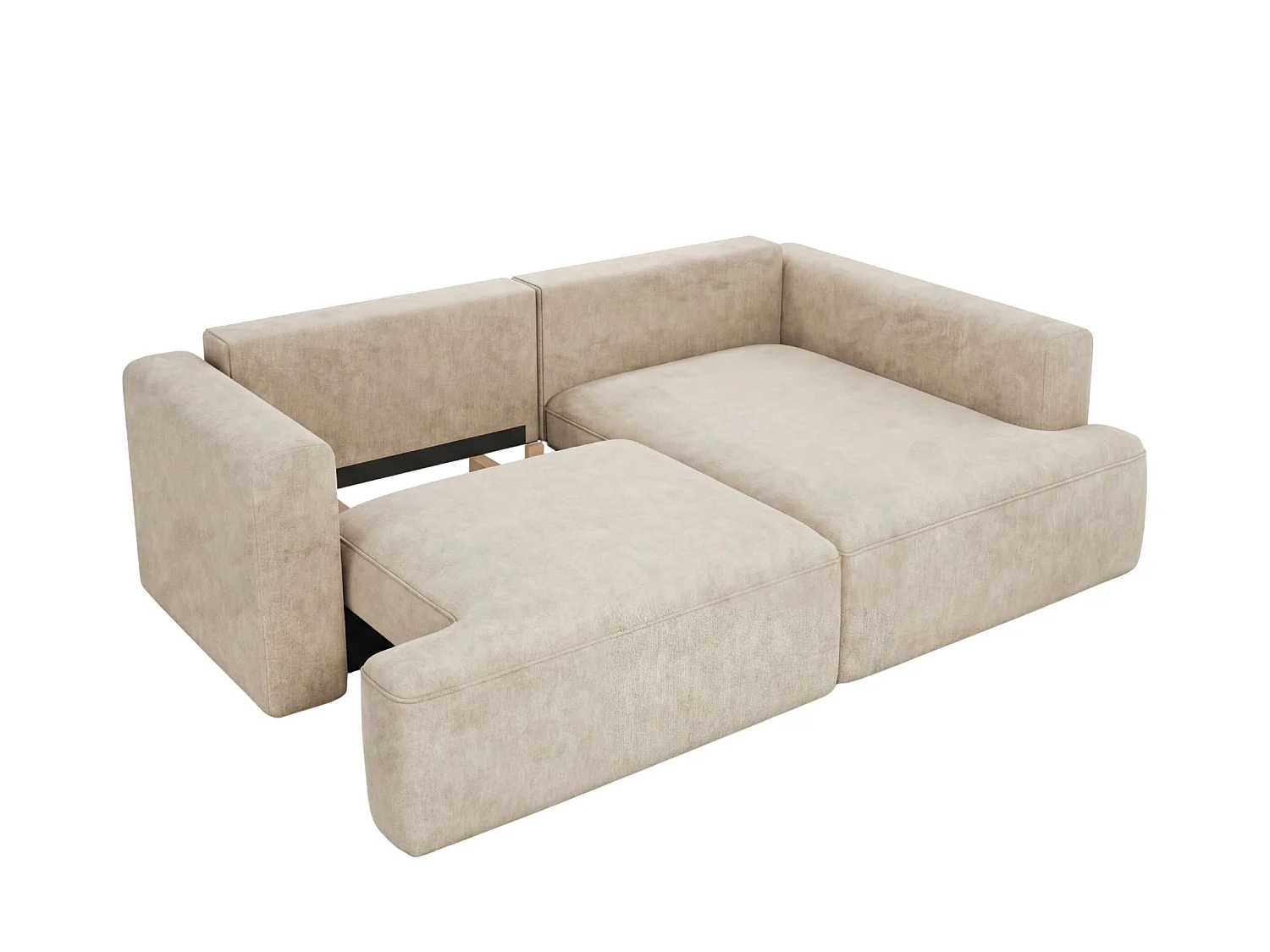 CHIARA - Canapé d'angle convertible tissu velours 4 places - Beige