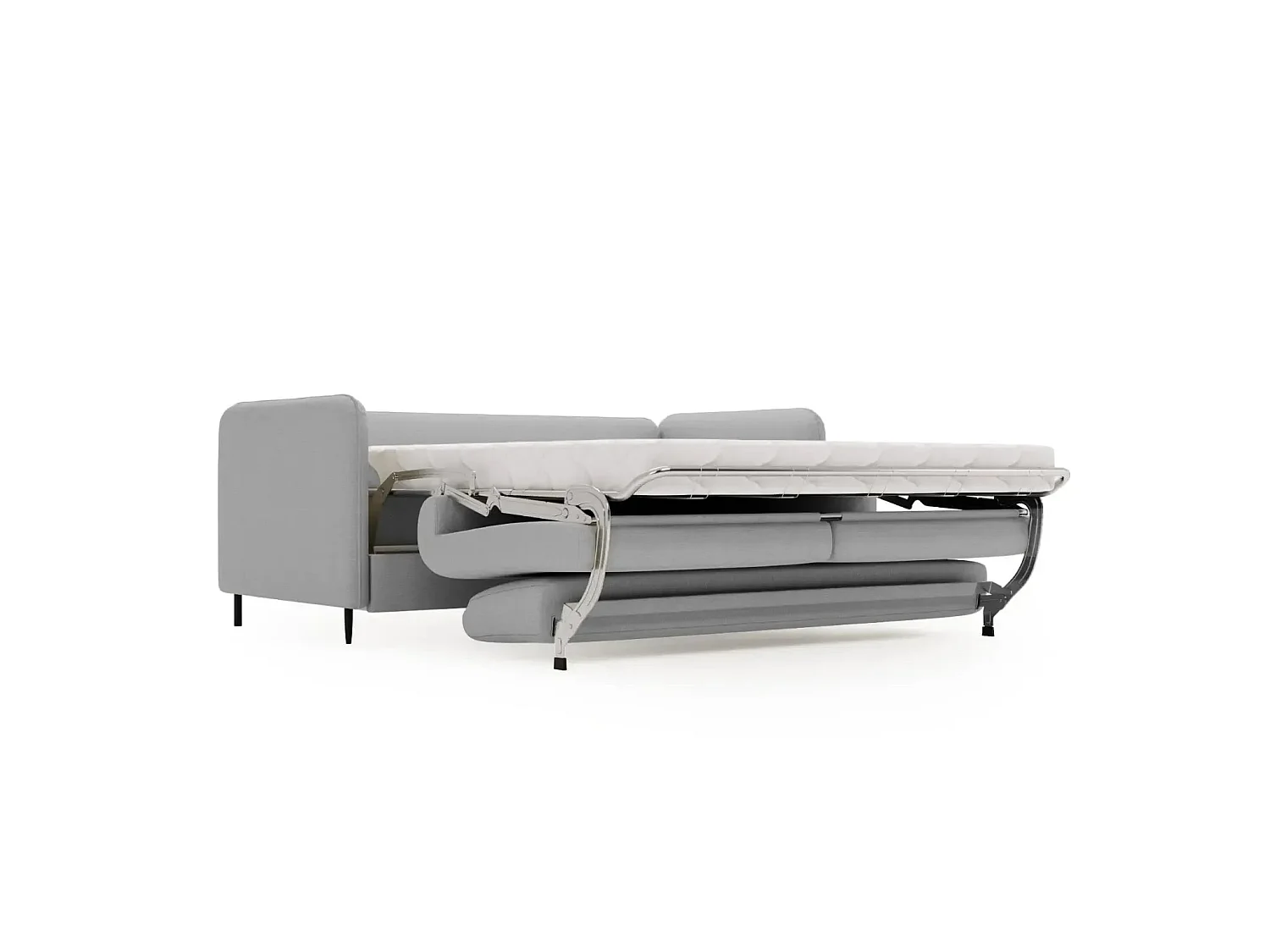 VICKY - Canapé droit convertible tissu lisse 2 places Gris clair