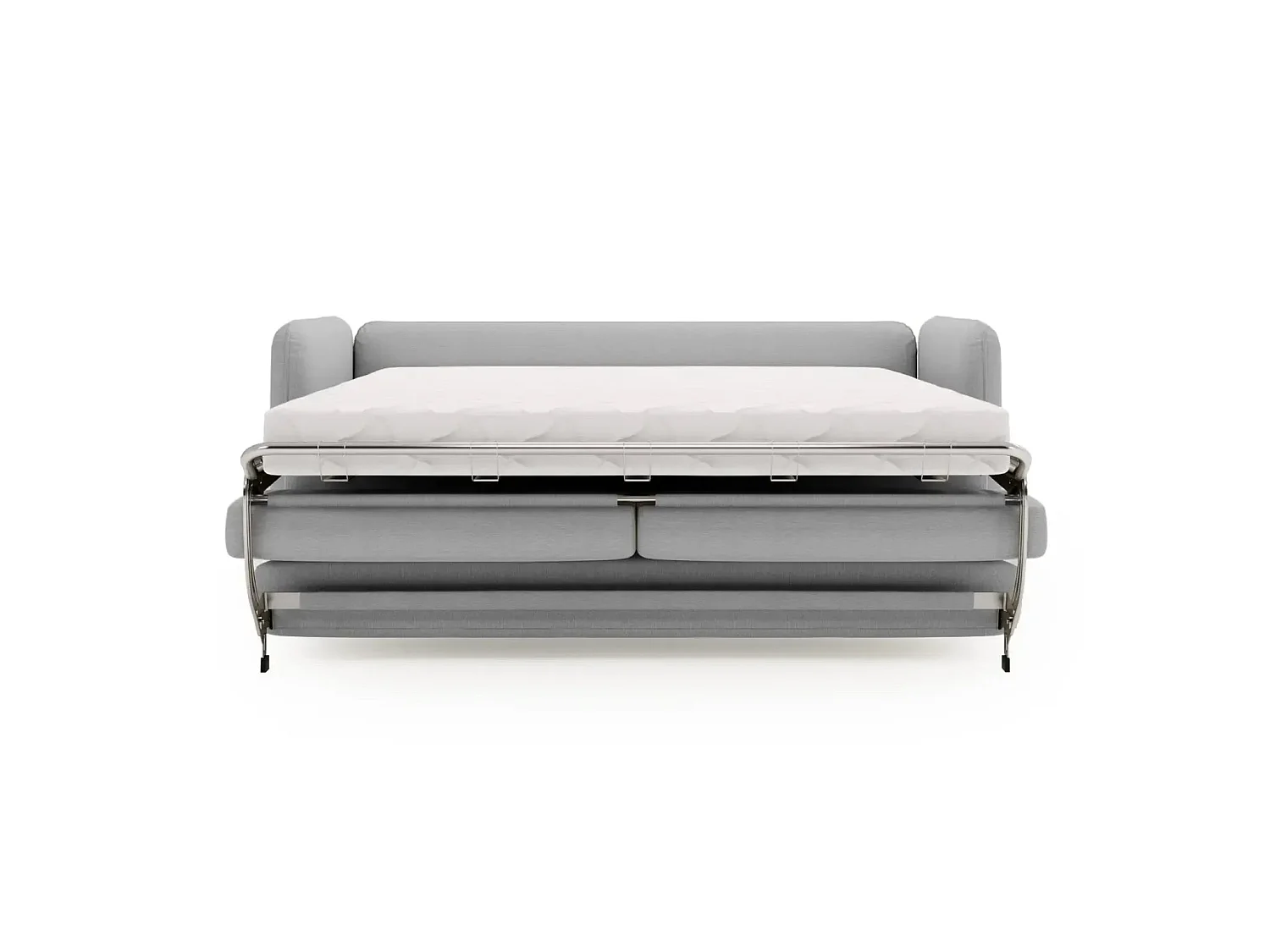 VICKY - Canapé droit convertible tissu lisse 2 places Gris clair