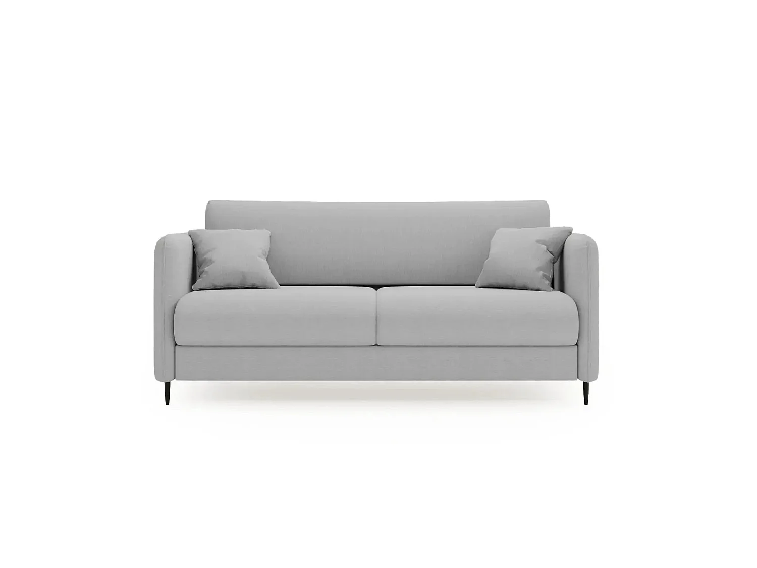 VICKY - Canapé droit convertible tissu lisse 2 places Gris clair