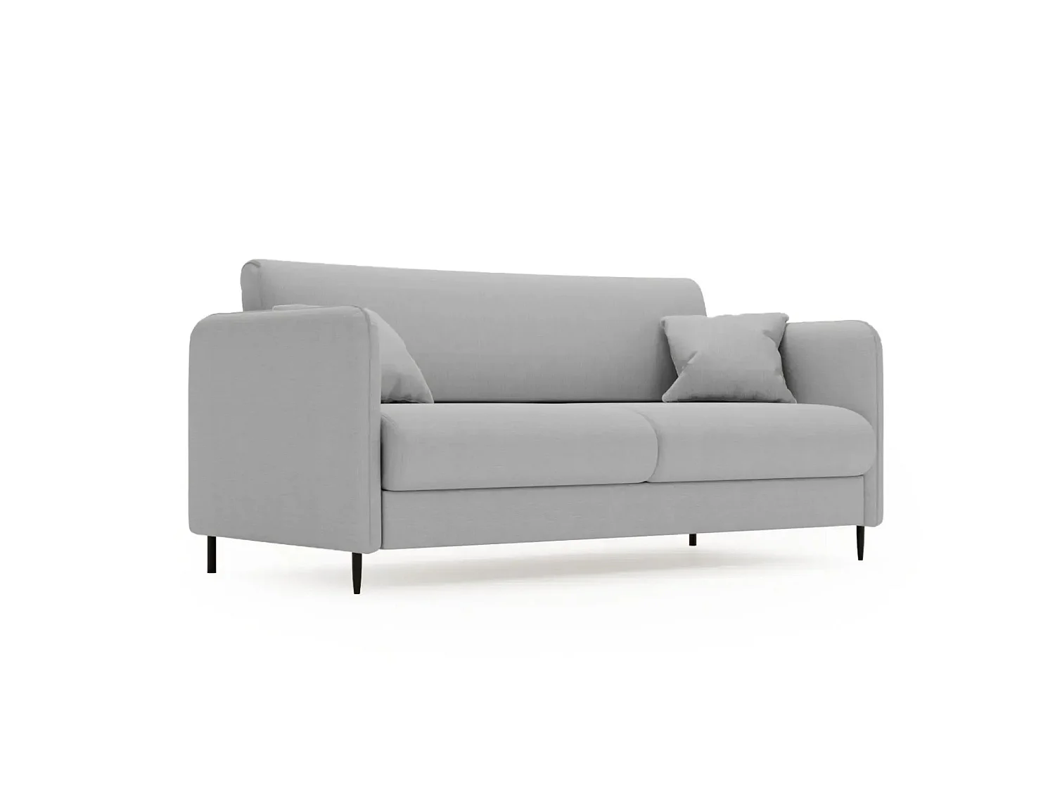 VICKY - Canapé droit convertible tissu lisse 2 places Gris clair