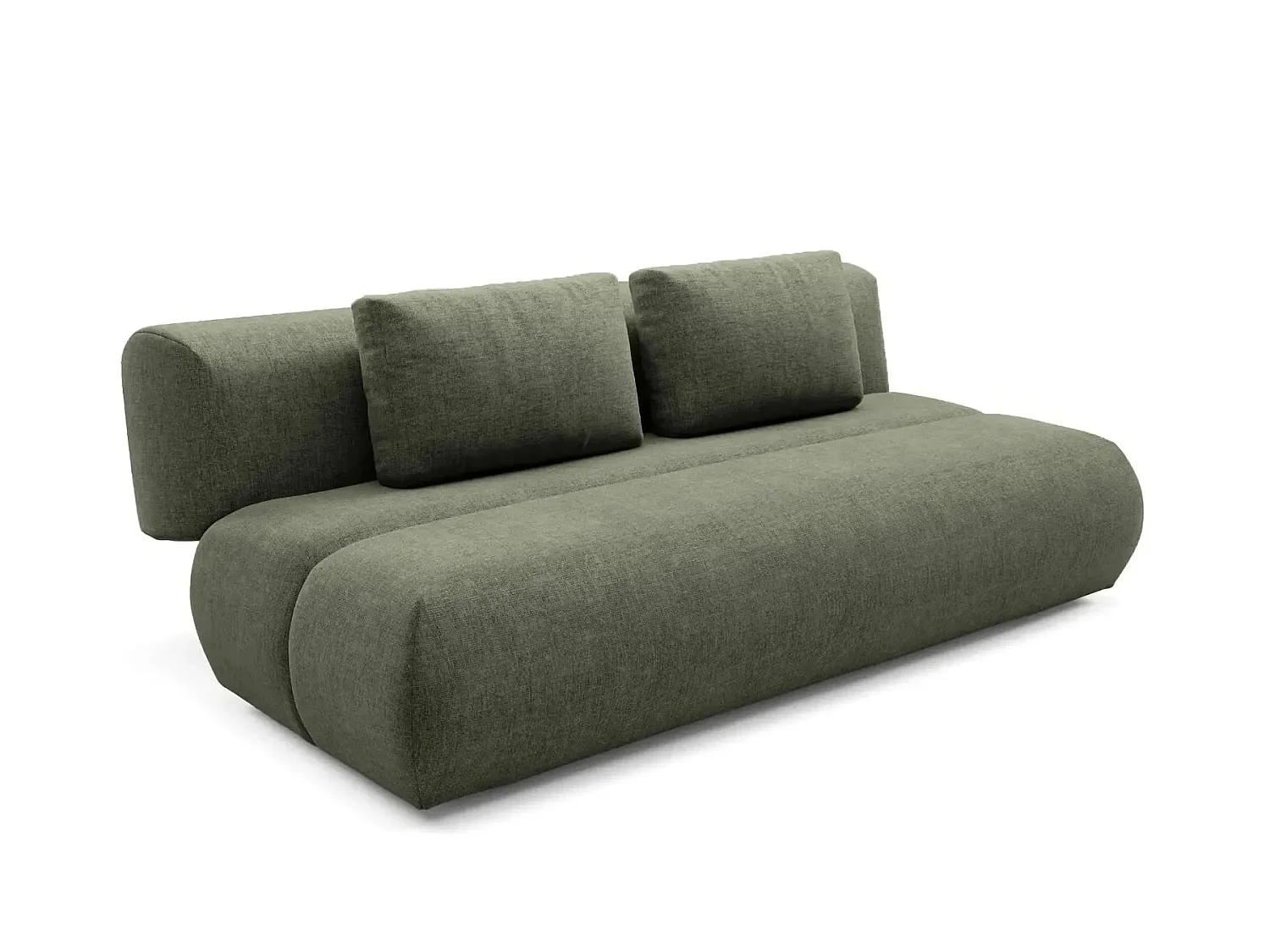 TINA - Canapé droit convertible tissu chiné 2 places Vert