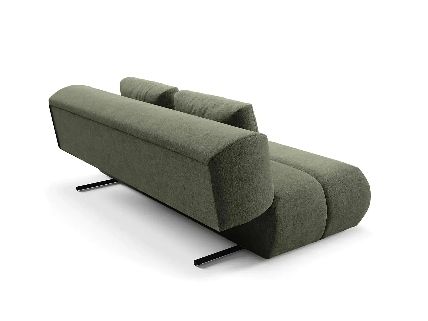 TINA - Canapé droit convertible tissu chiné 2 places Vert