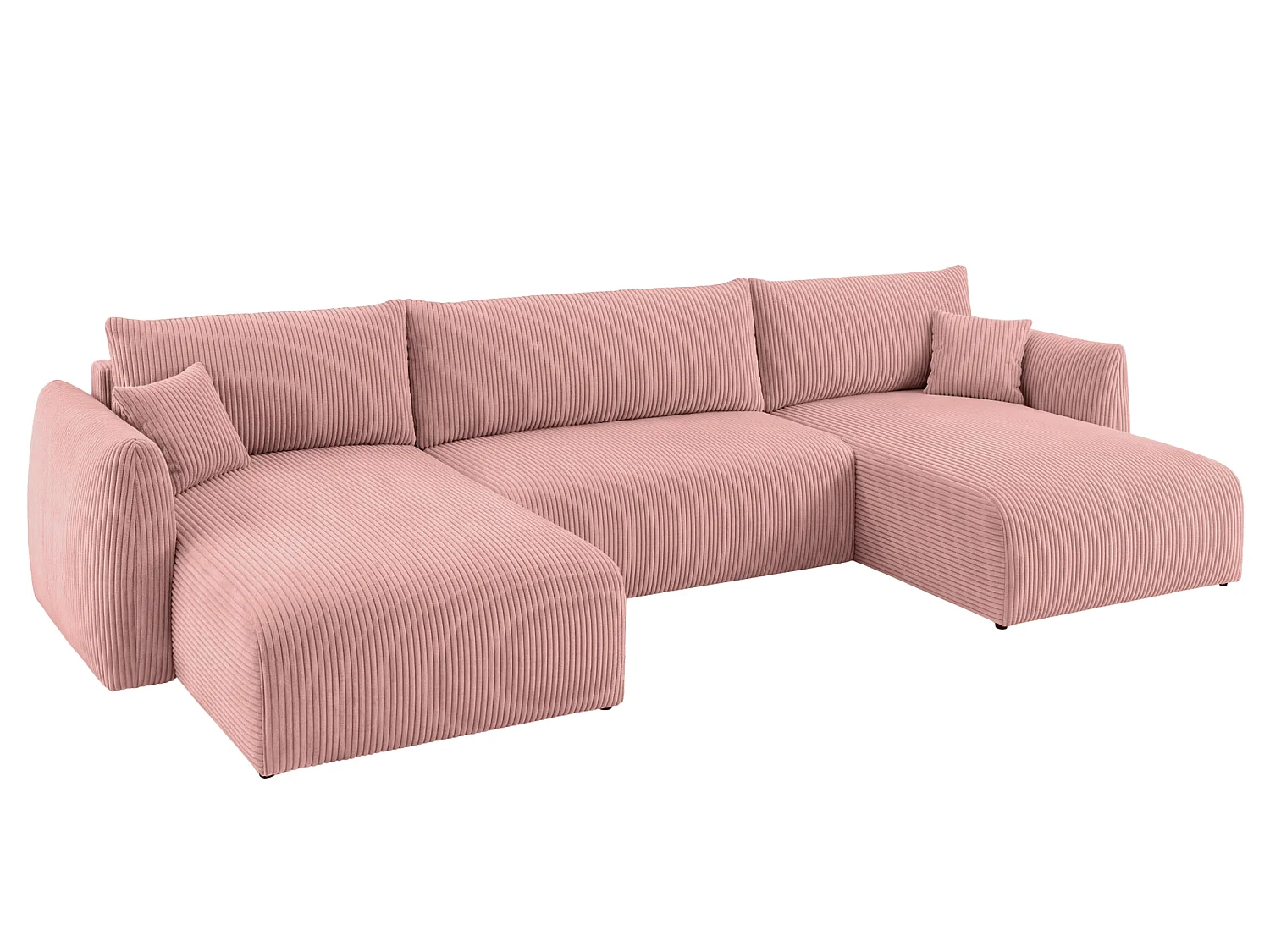ELIO - 5-zits panoramische slaapbank in ribfluweel - Roze