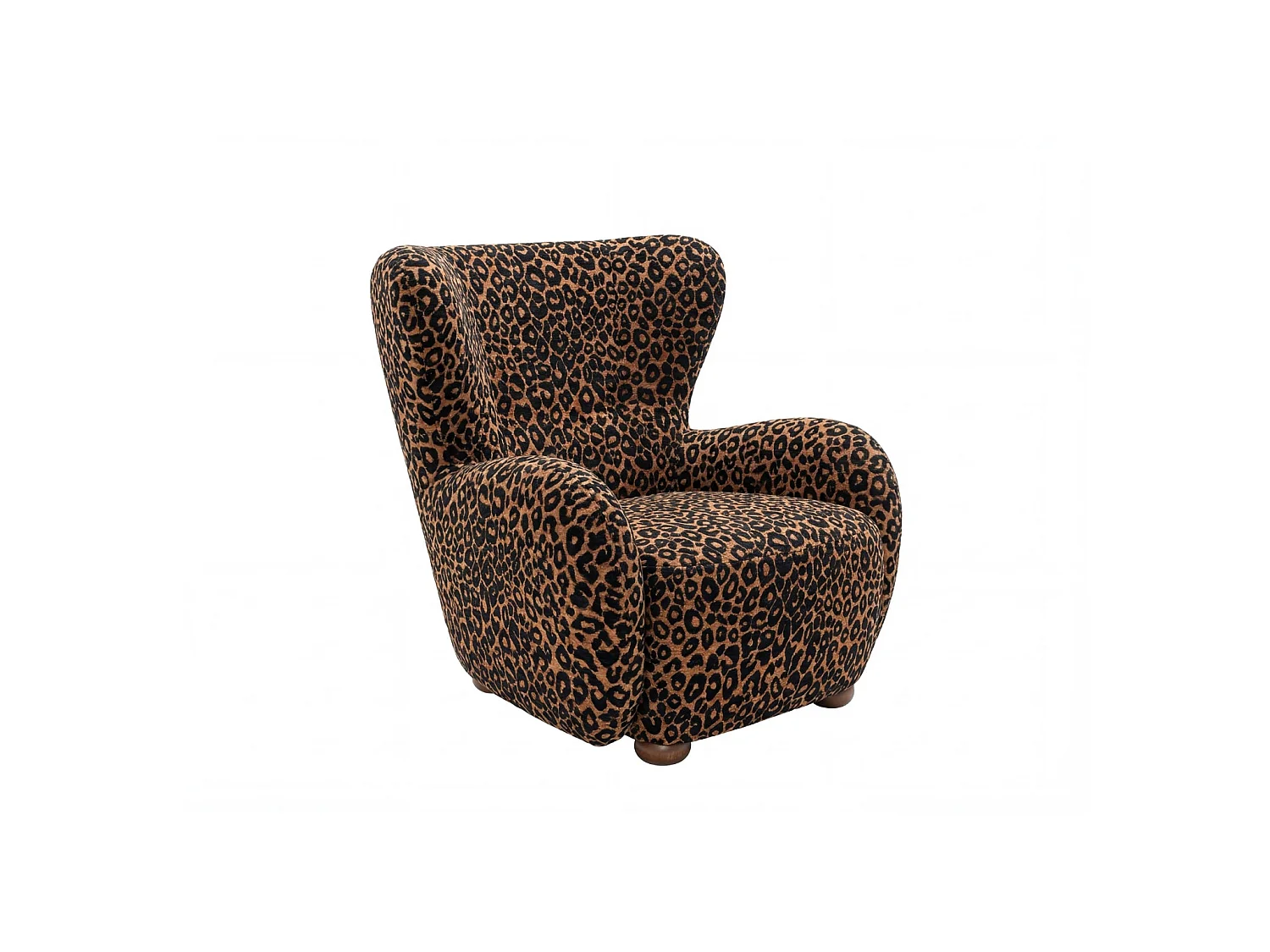 LILI - Stoffen fauteuil met dierenprint - Terracotta