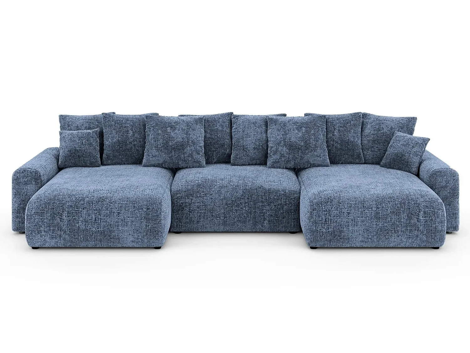 OLI - 5-zits panoramische slaapbank in chenille stof - Blauw