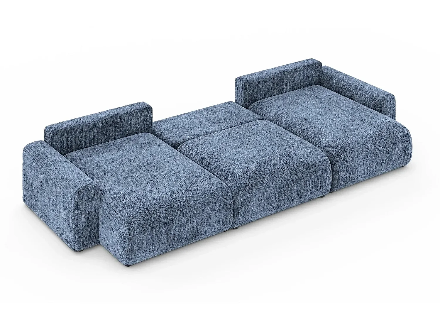 OLI - 5-zits panoramische slaapbank in chenille stof - Blauw