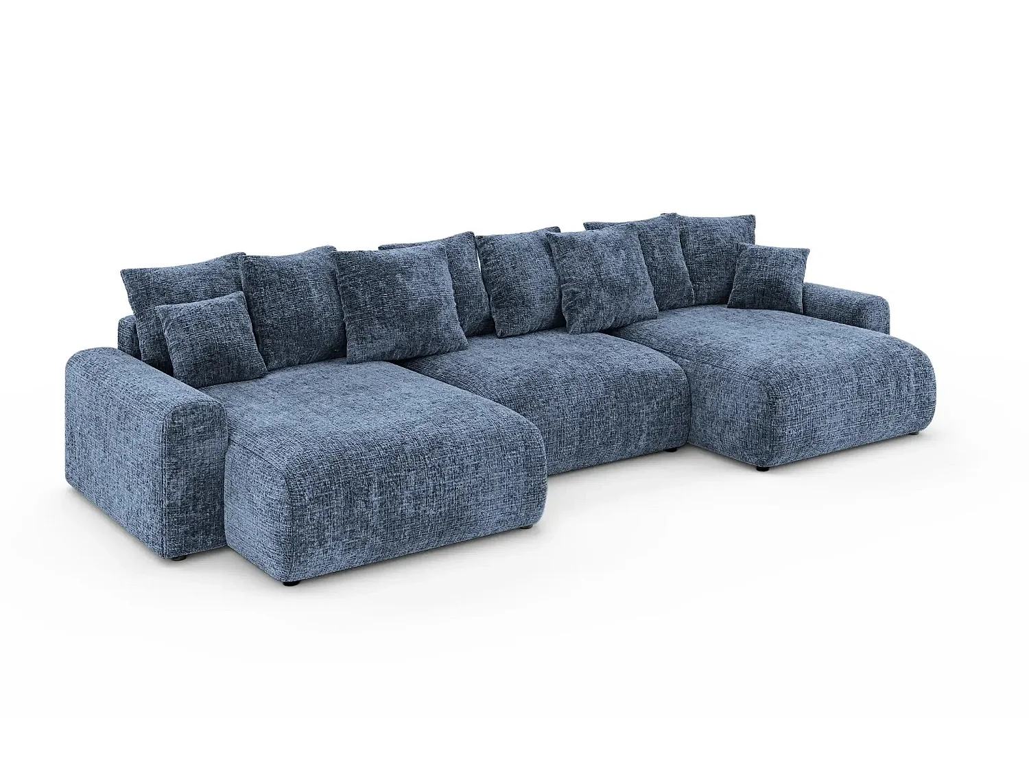 OLI - 5-zits panoramische slaapbank in chenille stof - Blauw