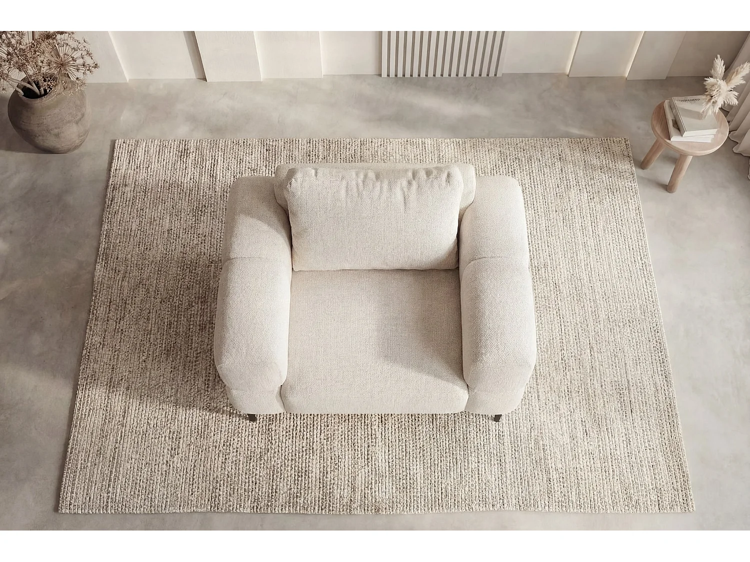 ELTON - Fauteuil en tissu lisse - Beige