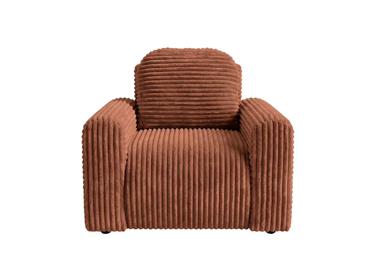 ELVIS - Fauteuil gros velours côtelé - Terracotta