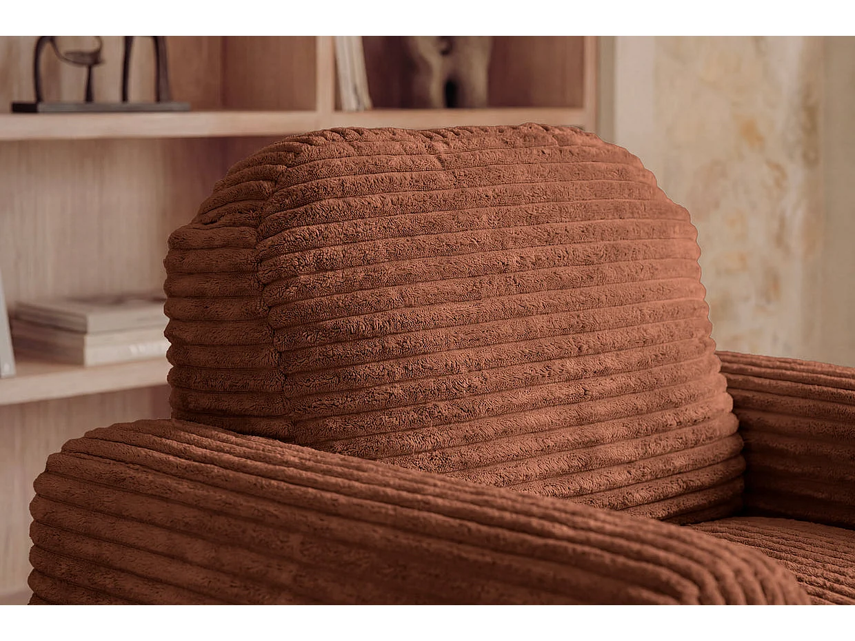 ELVIS - Fauteuil gros velours côtelé - Terracotta