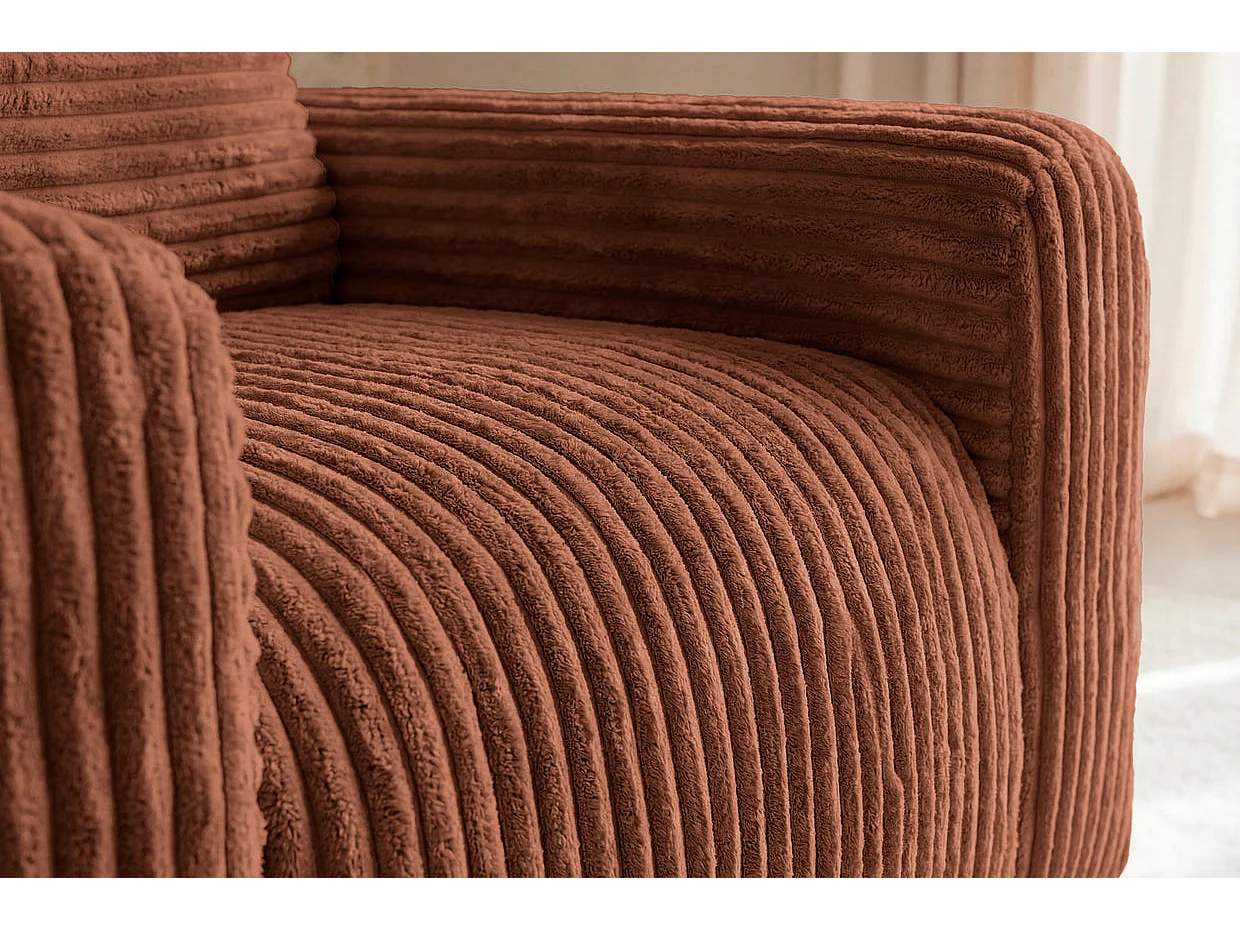 ELVIS - Fauteuil gros velours côtelé - Terracotta