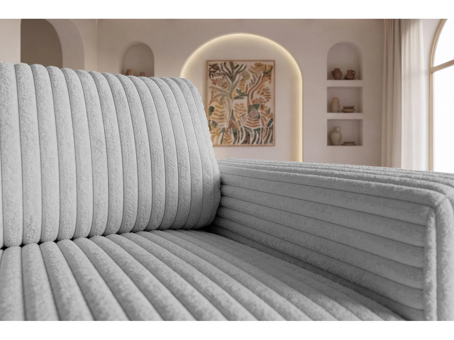 CAISA - Fauteuil en velours côtelé - Gris clair