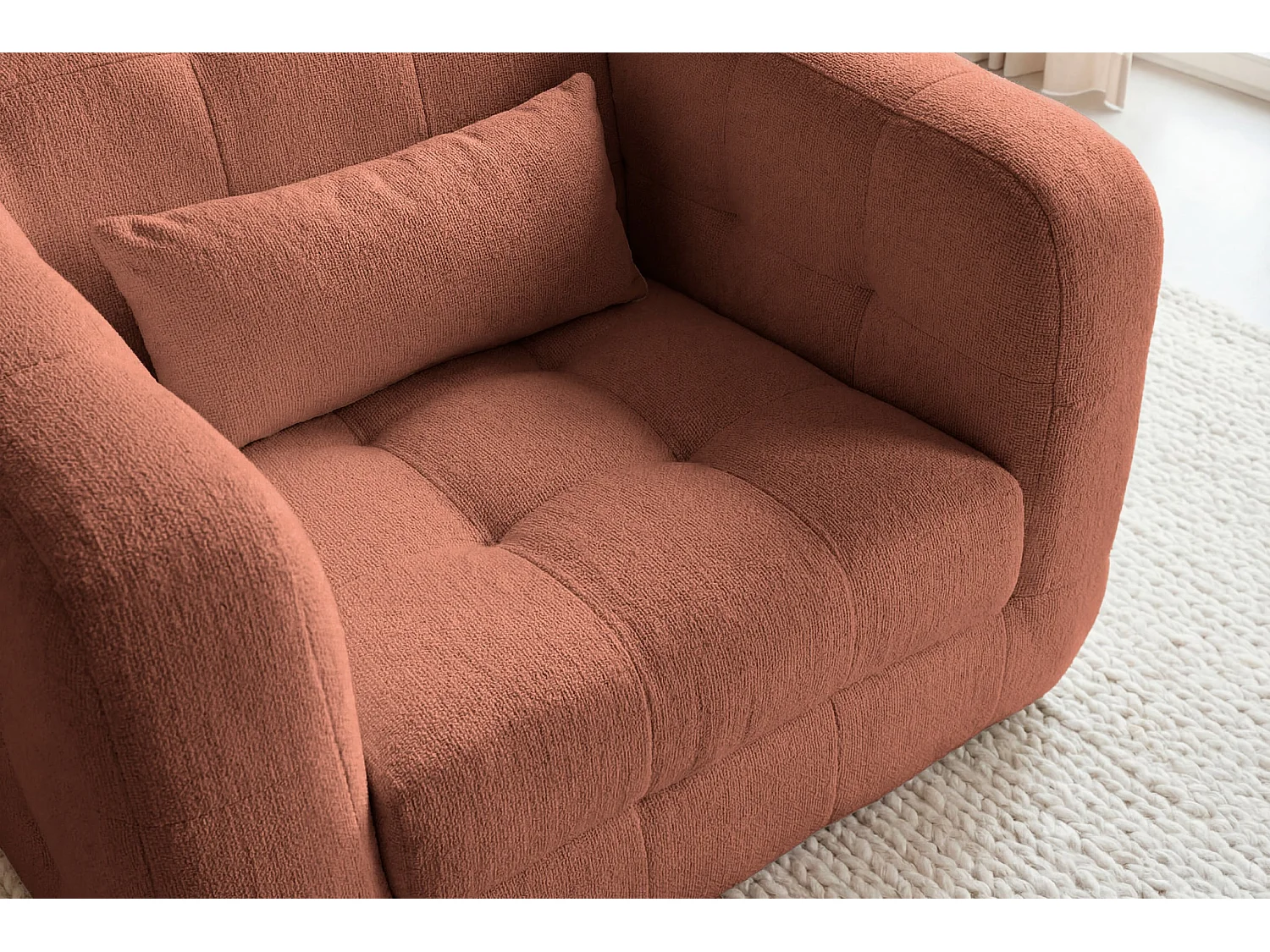 ARLETTE - Chenille stoffen fauteuil - Terracotta