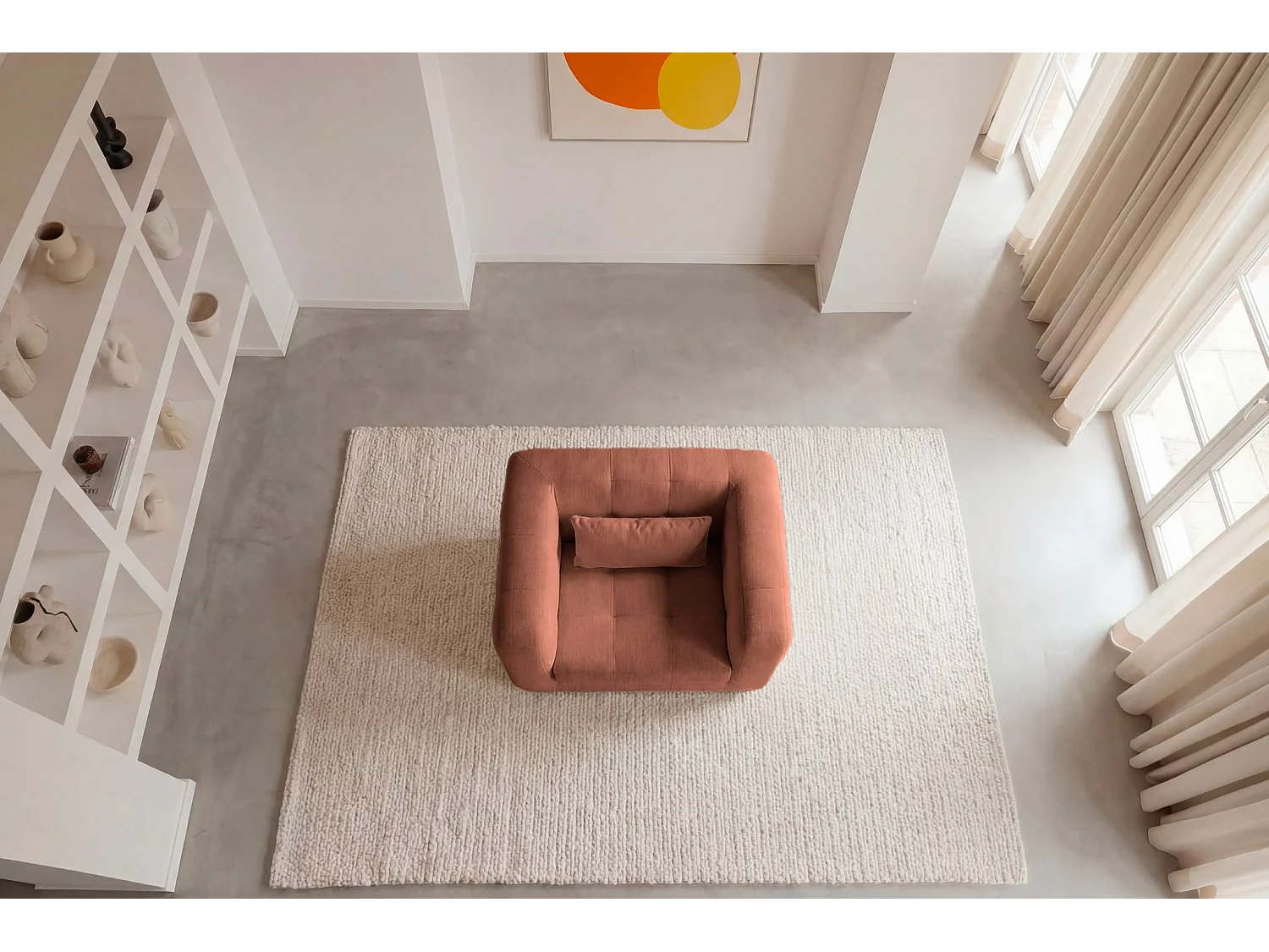 ARLETTE - Chenille stoffen fauteuil - Terracotta