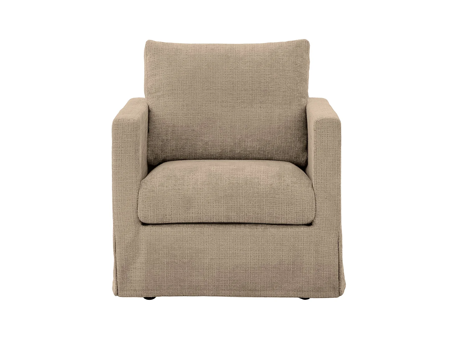 LEONIE - Fauteuil tissu chenille déhoussable - Café