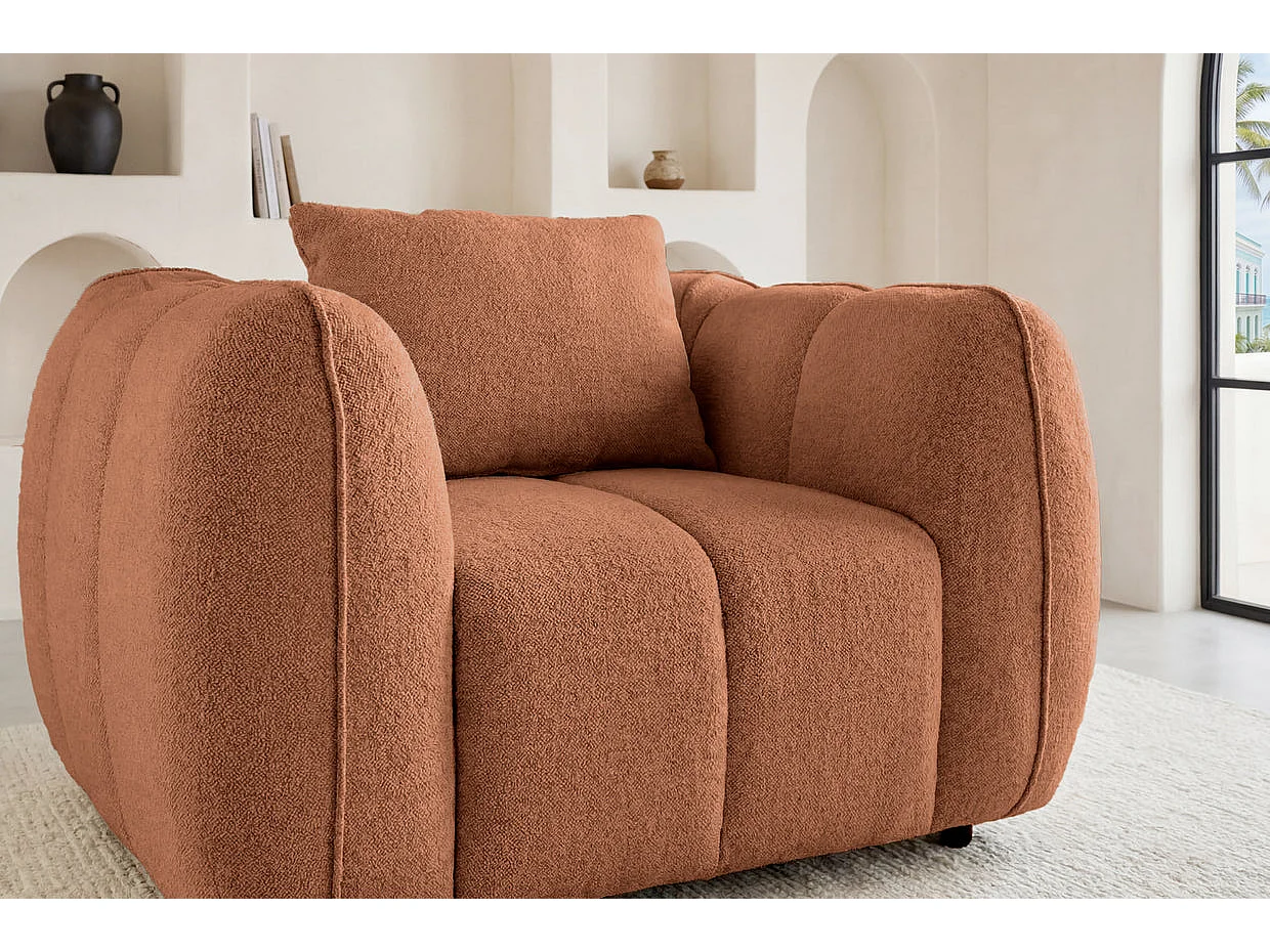 HAVANA - Fauteuil tissu lisse Terracotta
